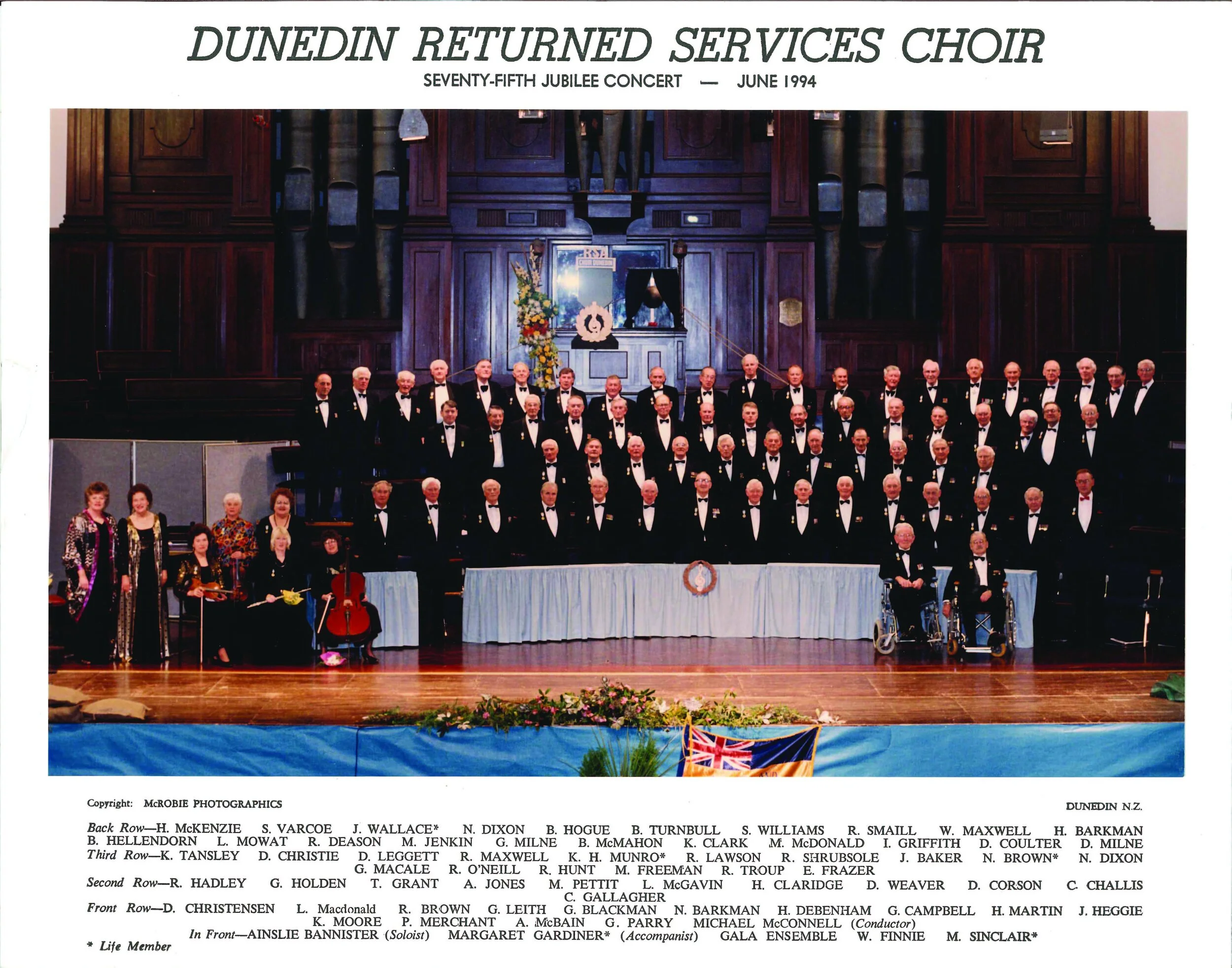 1994 75th Jubilee Concert in Town Hall, Guests Soloist Ainslie Bannister and Gala Ensemble