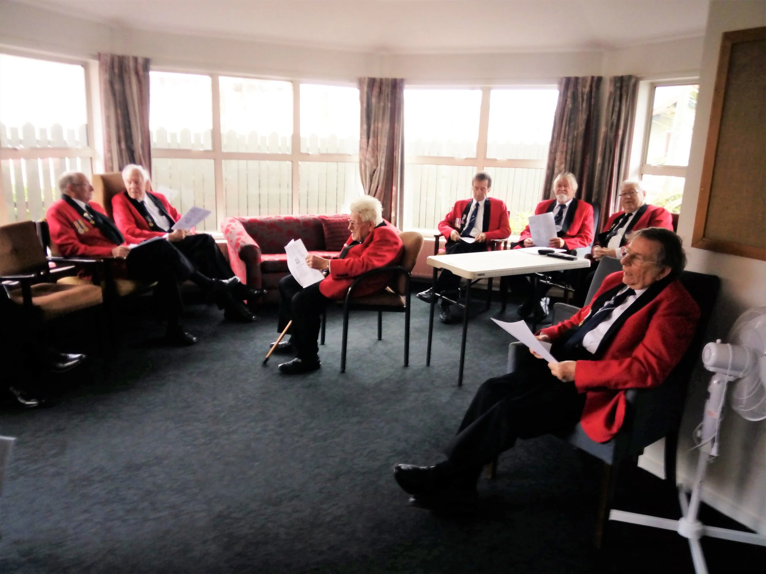 Choir members getting ready to sing.