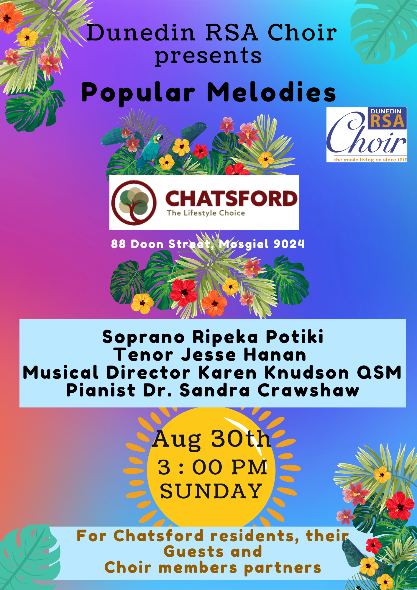 Dunedin RSA Choir presents Popular Melodies at the Chatsford Lifecare Village