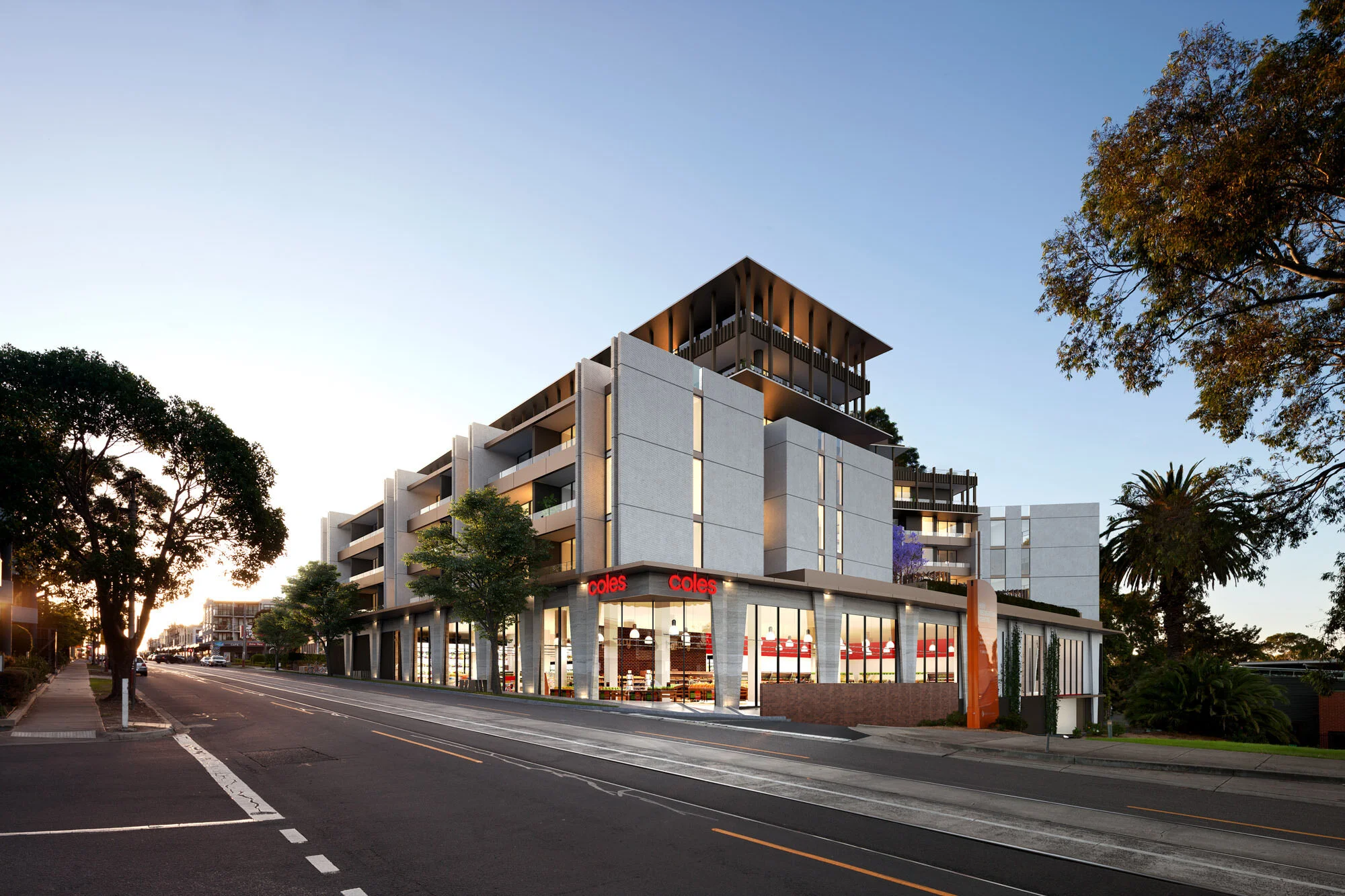 Derby Place Apartments and Coles, Kew