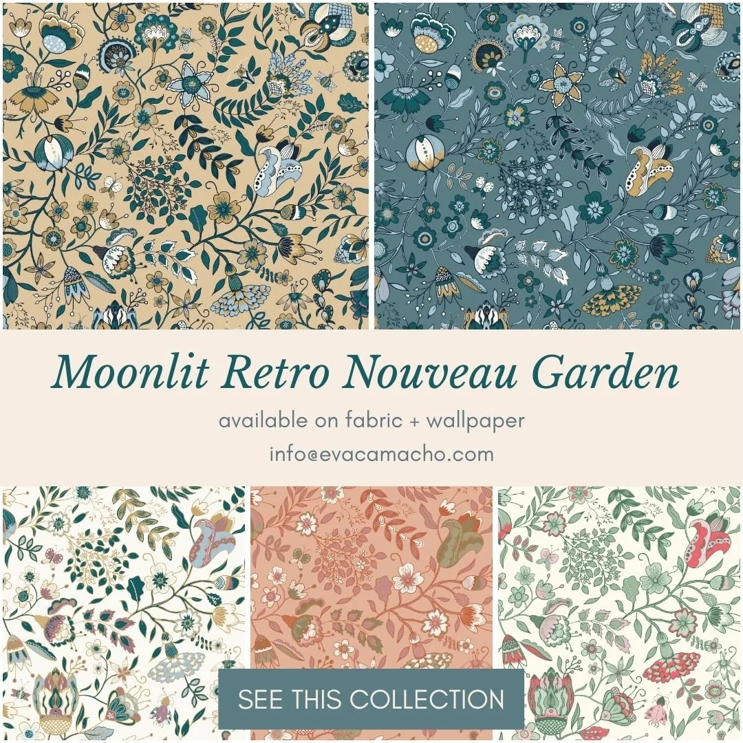 Moonlit Retro Nouveau Garden