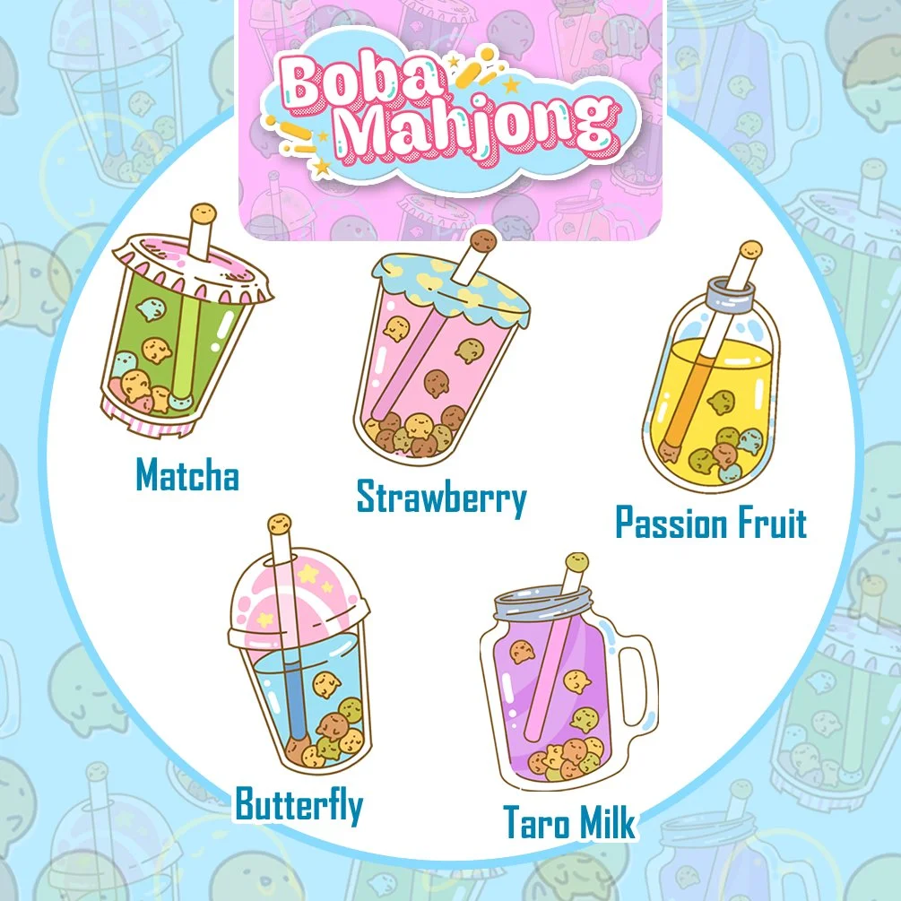 Boba Mahjong 1.5" Bubble Tea Enamel Pins
