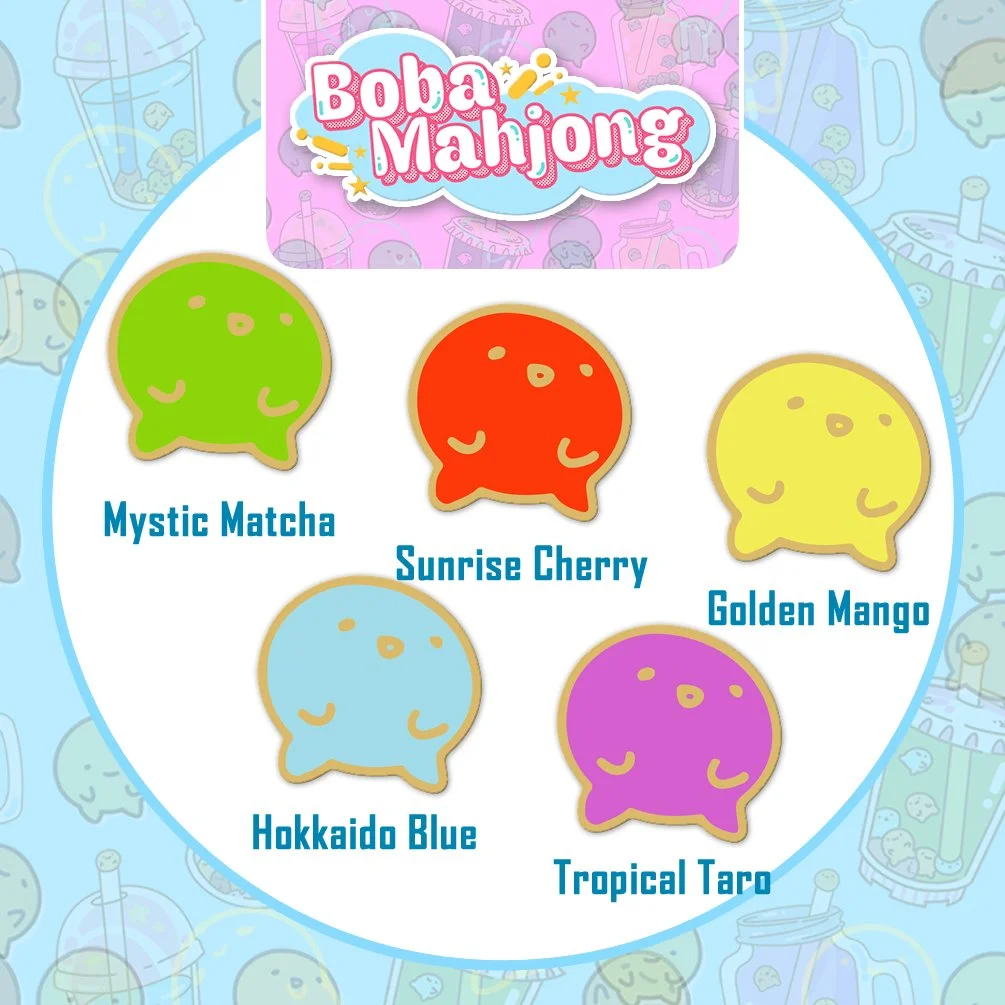 Boba Mahjong 1.5" Boba Q Enamel Pins