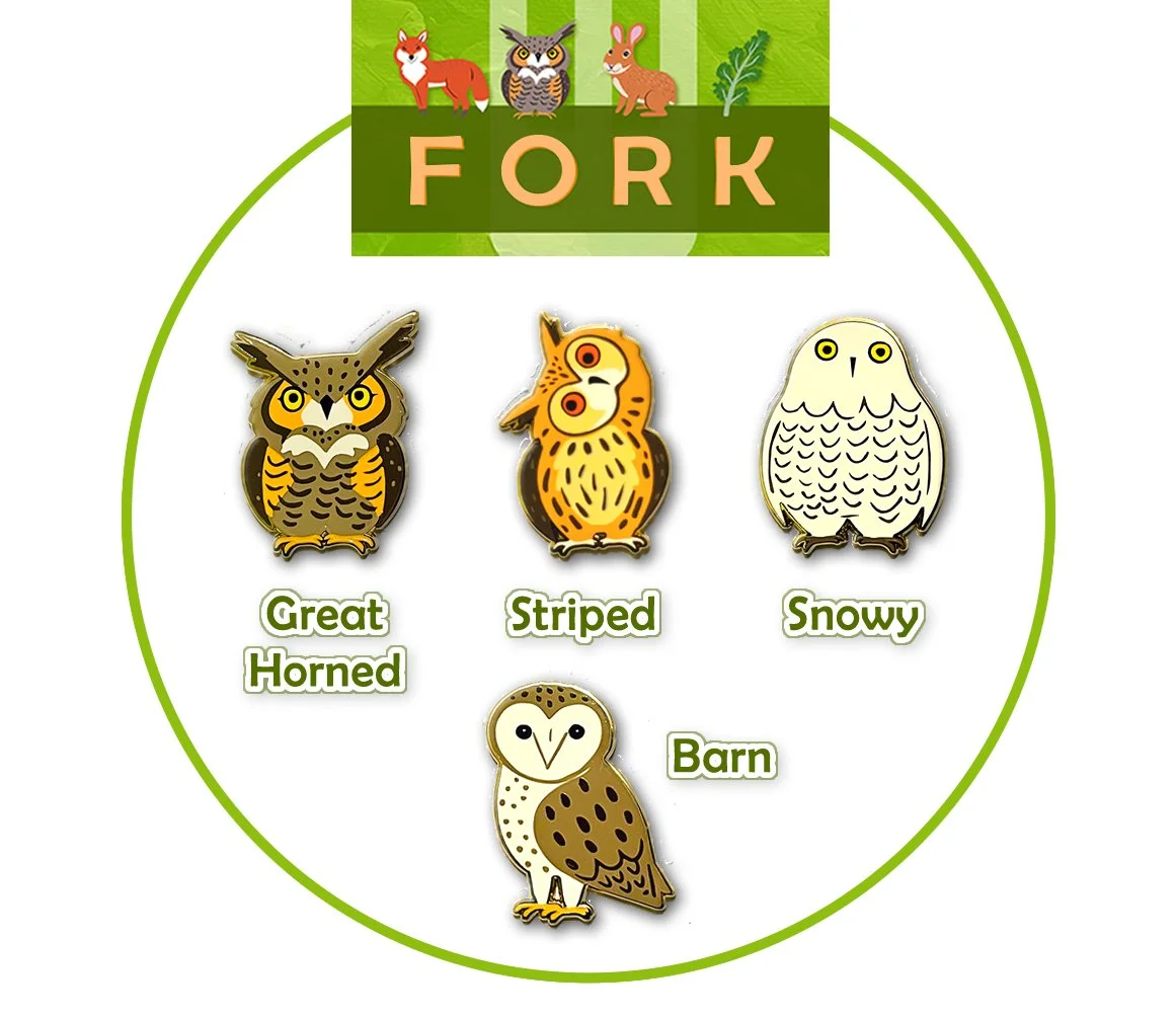 FORK Owls (1.5" Enamel Pins) (Copy)