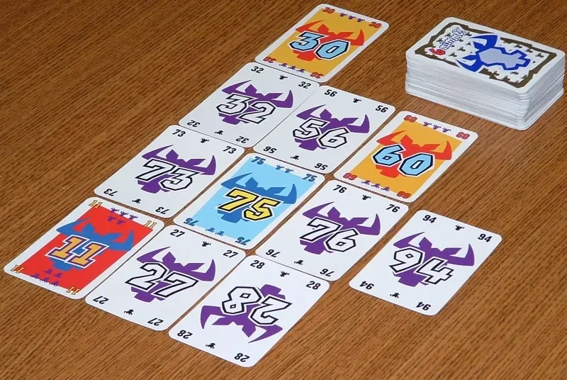 cards laid out in rows in ascending order