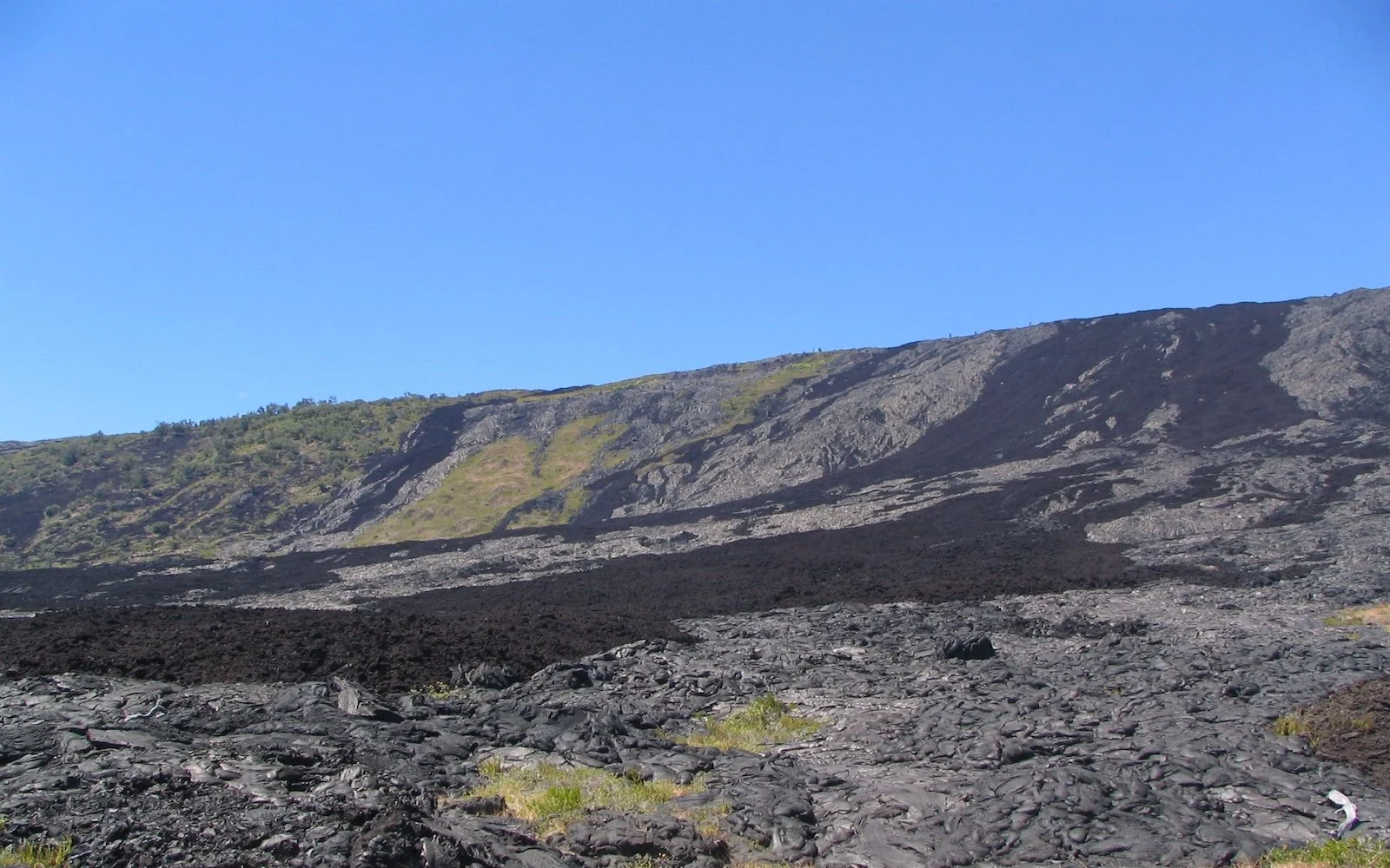lava flows from Mauna U'lu in 1974 pouring down Hilina Pali in the Hawaii Volcanoes National Park