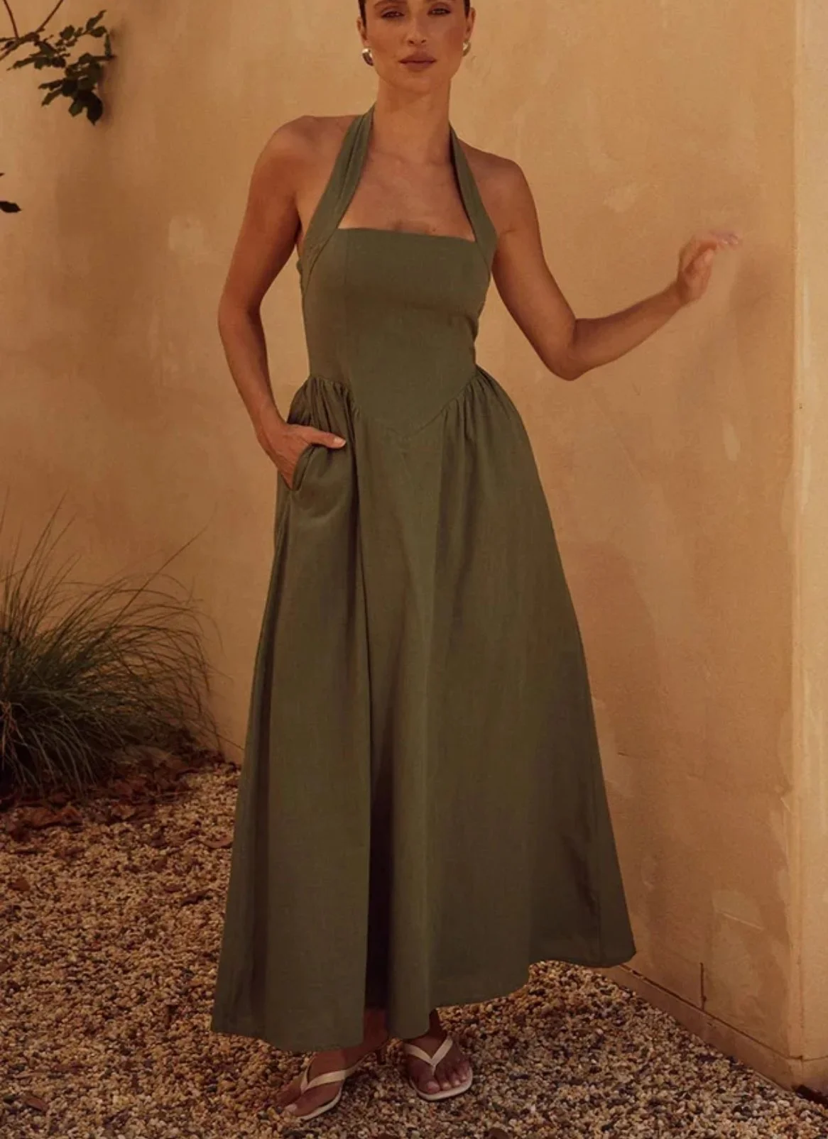 Golden olive green dress LOLAS CAGE Golden olive green dress LOLAS CAGE
