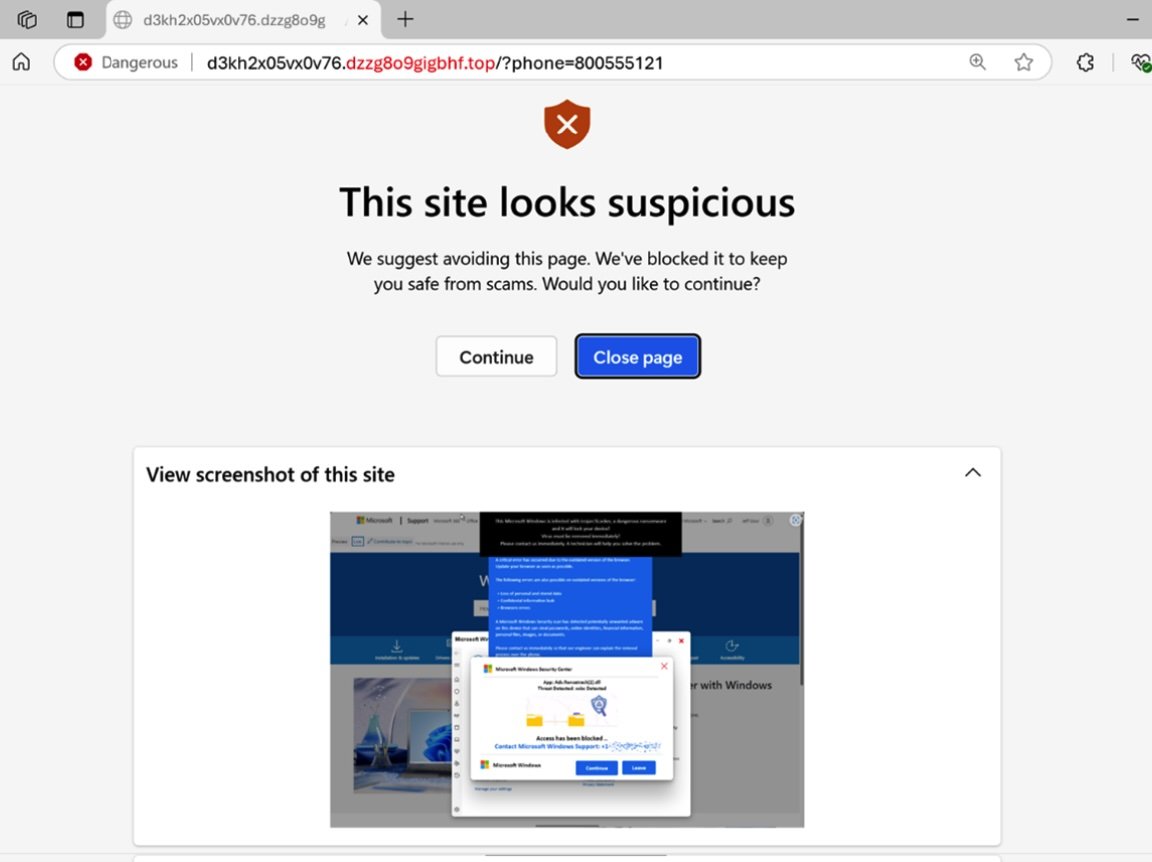 Microsoft Edge block Scareware