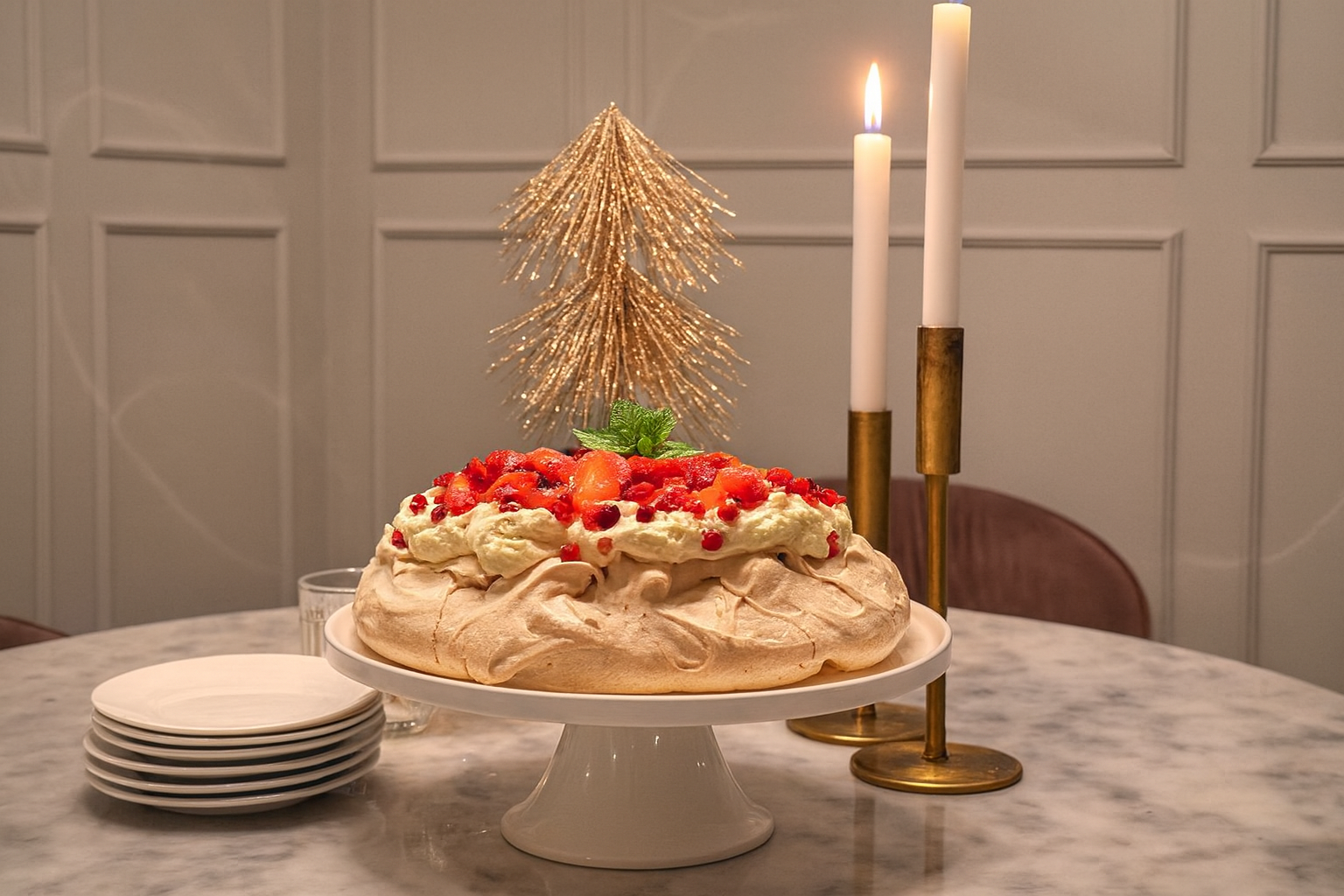 Our family favourite: festive meringue cake, also known as Pavlova