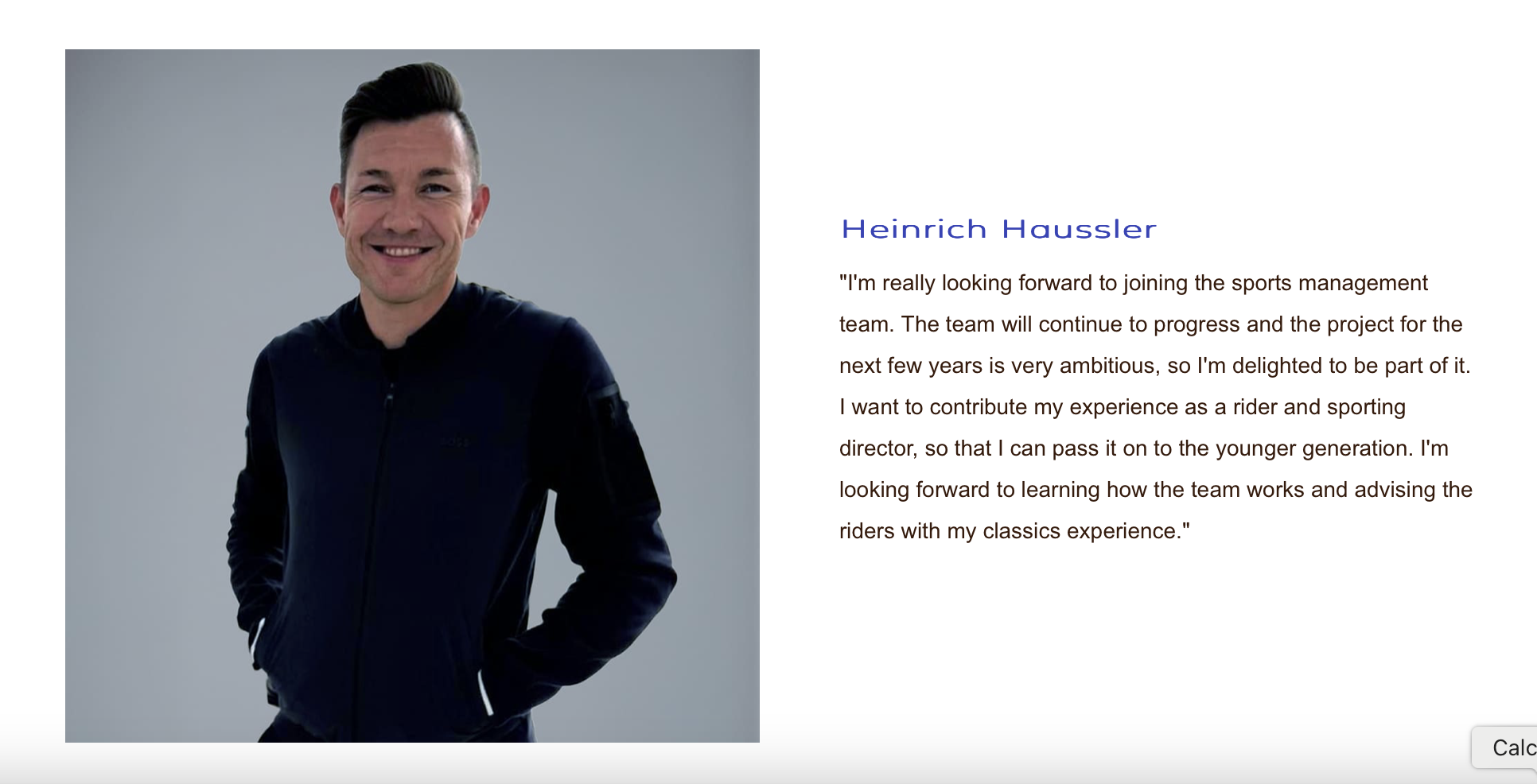 Haussler looking forward to another Season in 2021 with Bahrain/McLaren