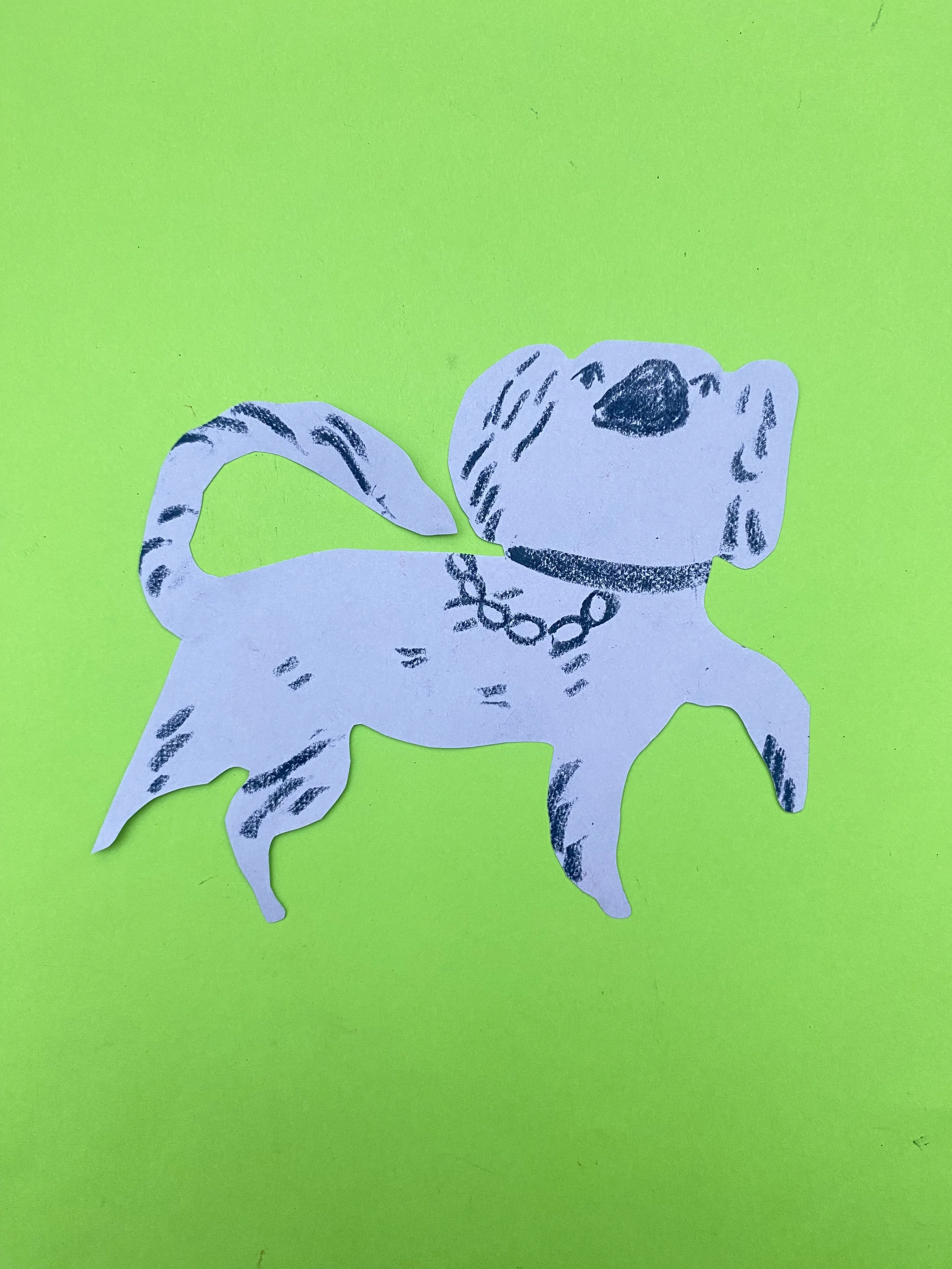 A collage illustration by illustrator Sarah Lacey inspired by a Staffordshire pottery dog 