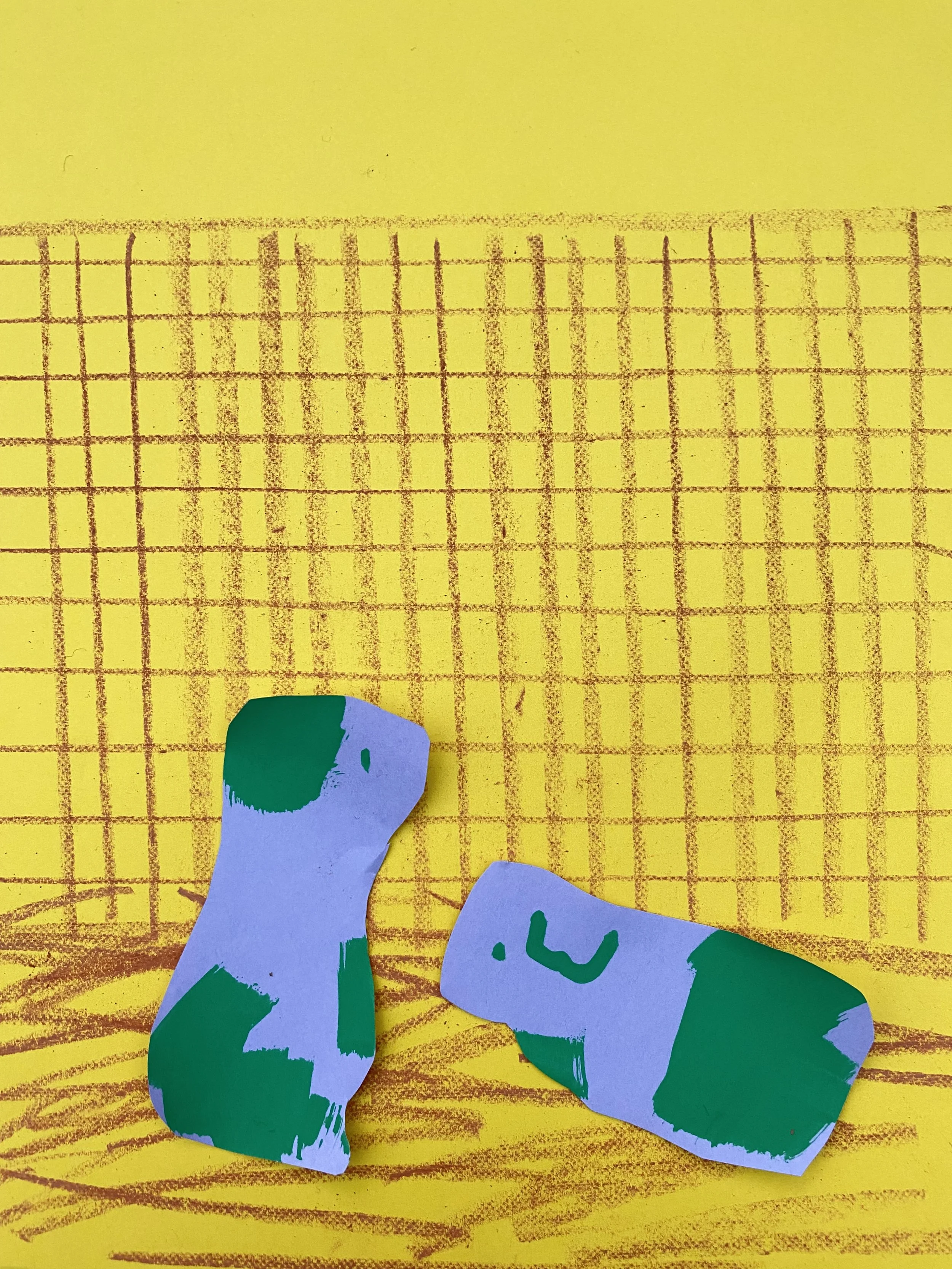 A Collage illustration by Sarah Lacey of a pair of guinea pigs in a hutch