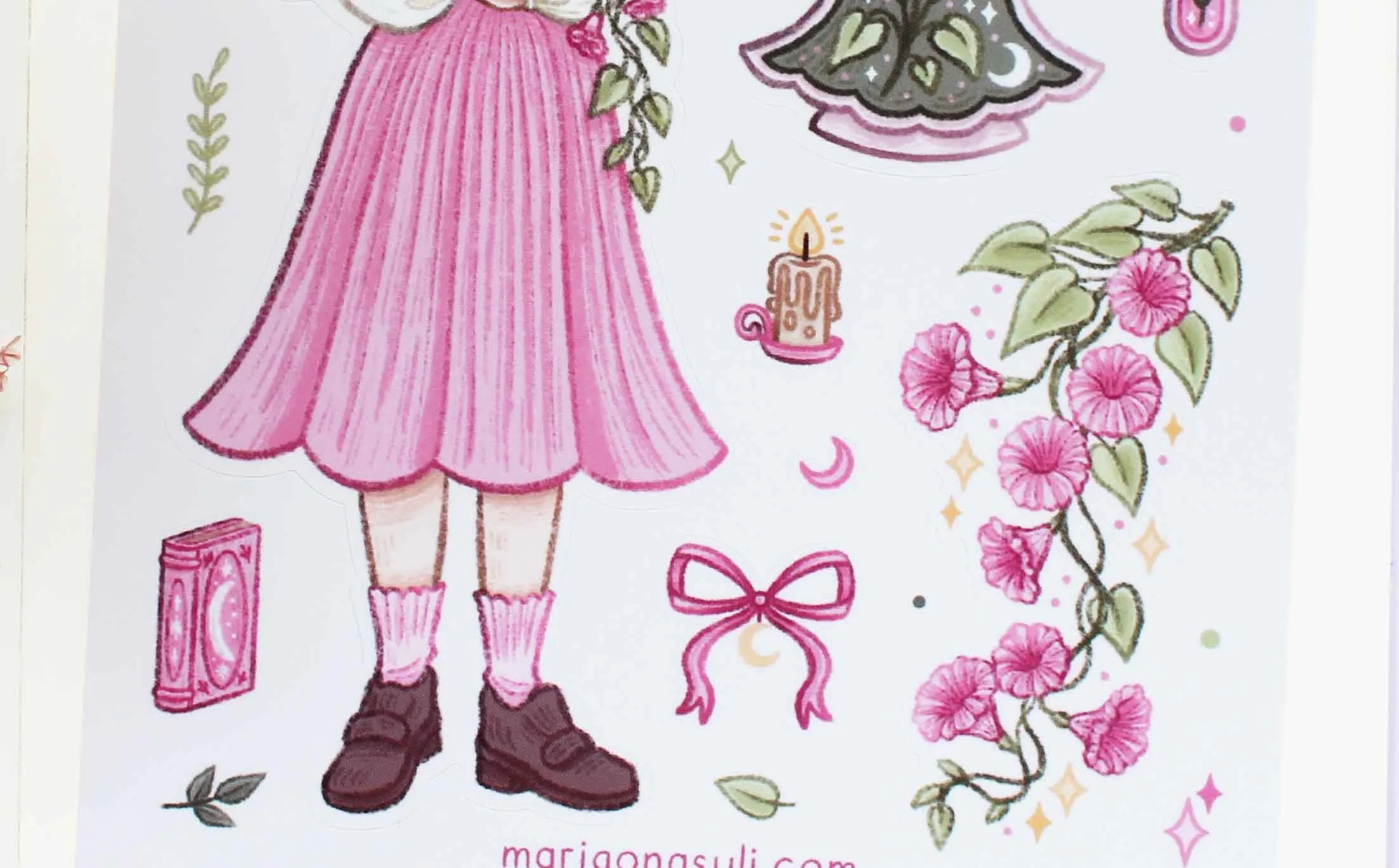 Moonflower Witch 3 Sticker Sheet, Bullet Journal, Planner, Bujo, Scrapbook, Sticker, Stationery, Paper, Washi, Witchy, Halloween, MArigona Suli Magical, Witch, Magic copy.jpg