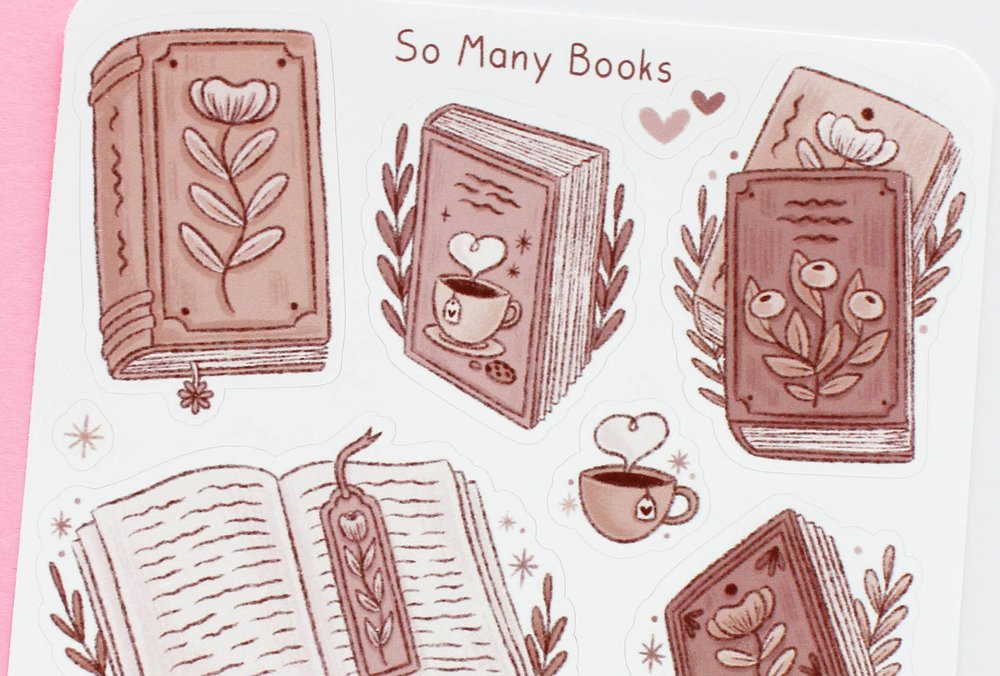 So Many Books Brown Sticker Sheet — Marigona Suli