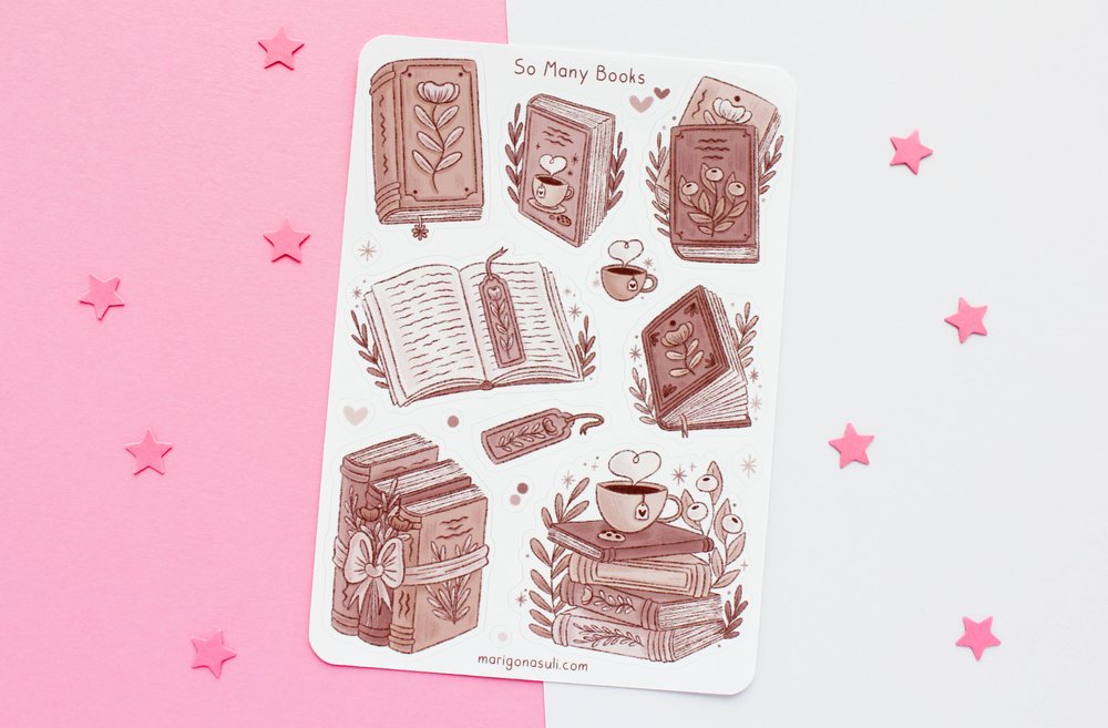 Pink Pastel Books' Sticker | Spreadshirt