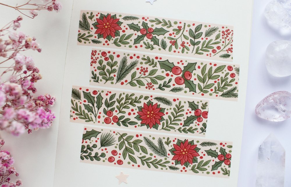 Magical Winter Plants Red And Green Washi Tape — Marigona Suli