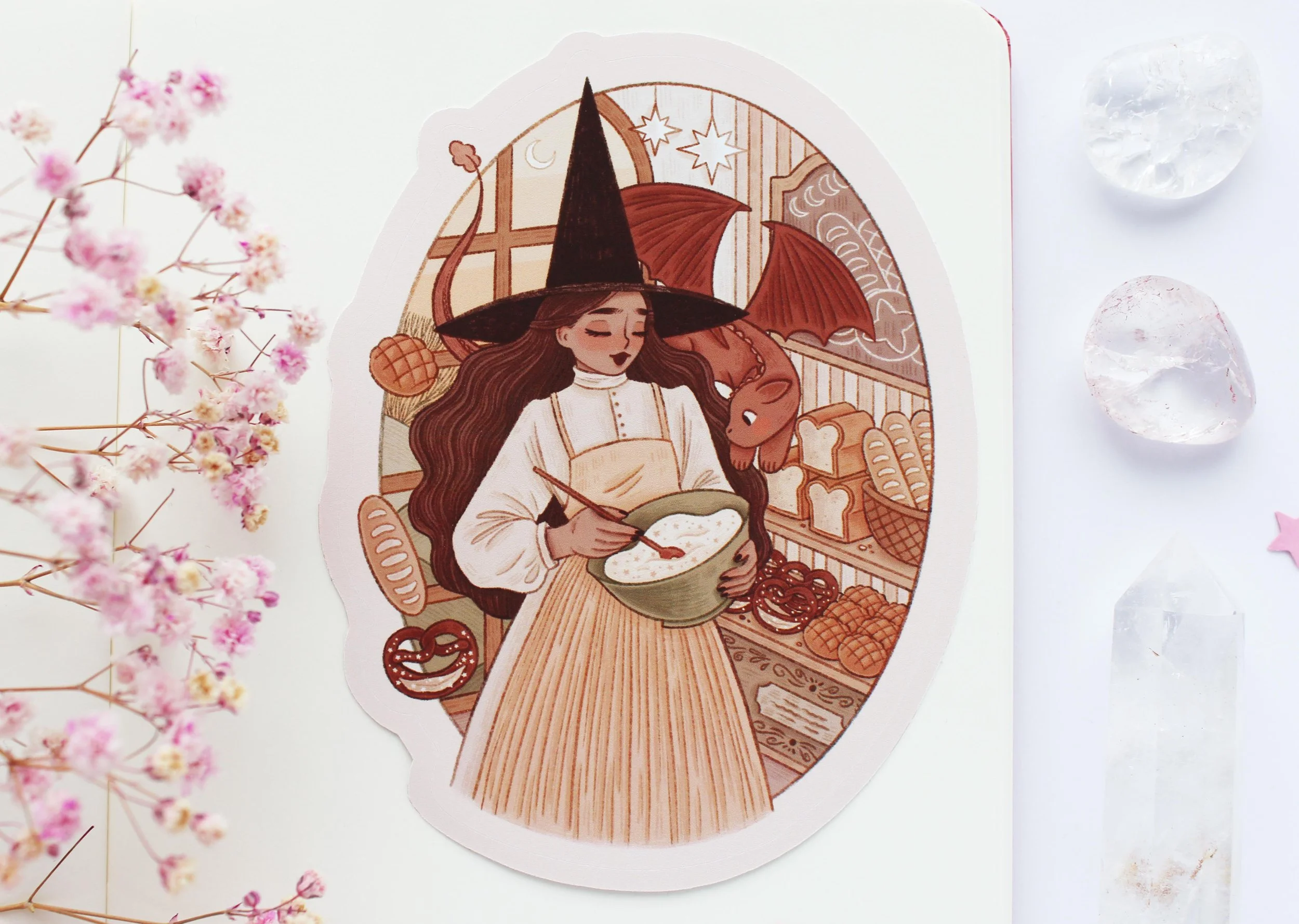 Baking Witch And Dragon Sticker