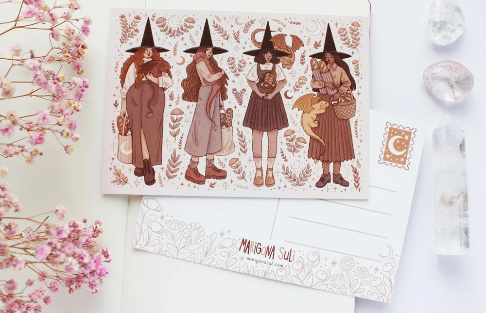 Baking Witches And Dragons Postcard A6 — Marigona Suli