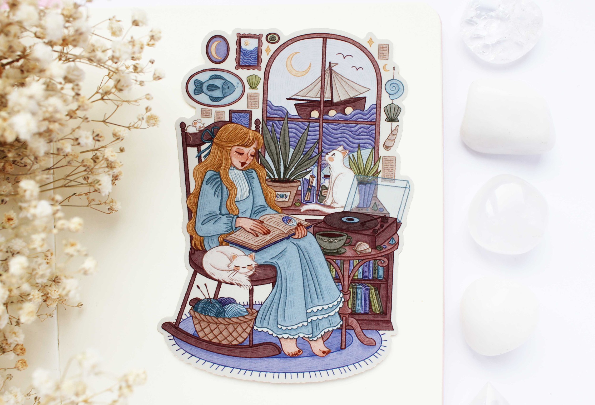 Reading By The Sea Sticker Sheet, Journaling, Planner, Planning, Scrap Book, Stationery Lover, Art, Illustration, Marigona Suli, Magical, Spooky, Witchy, Witches, Sticker, Sticker Sheets copy.jpg