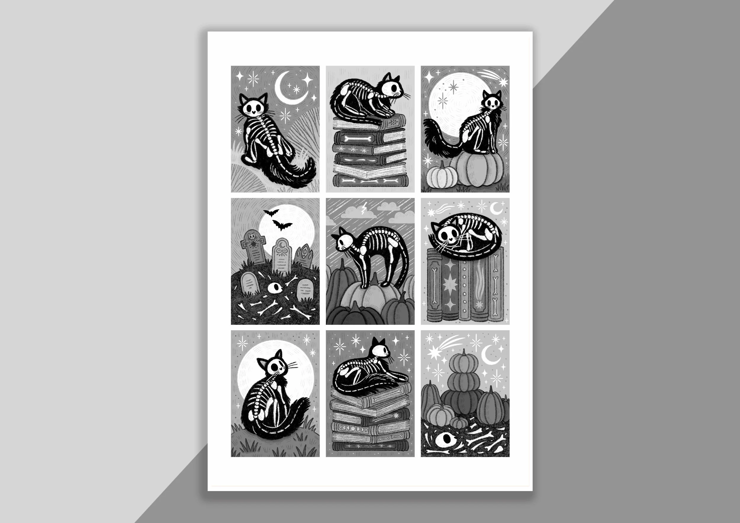 Skeleton Cats Print A4 Mock Up.jpg