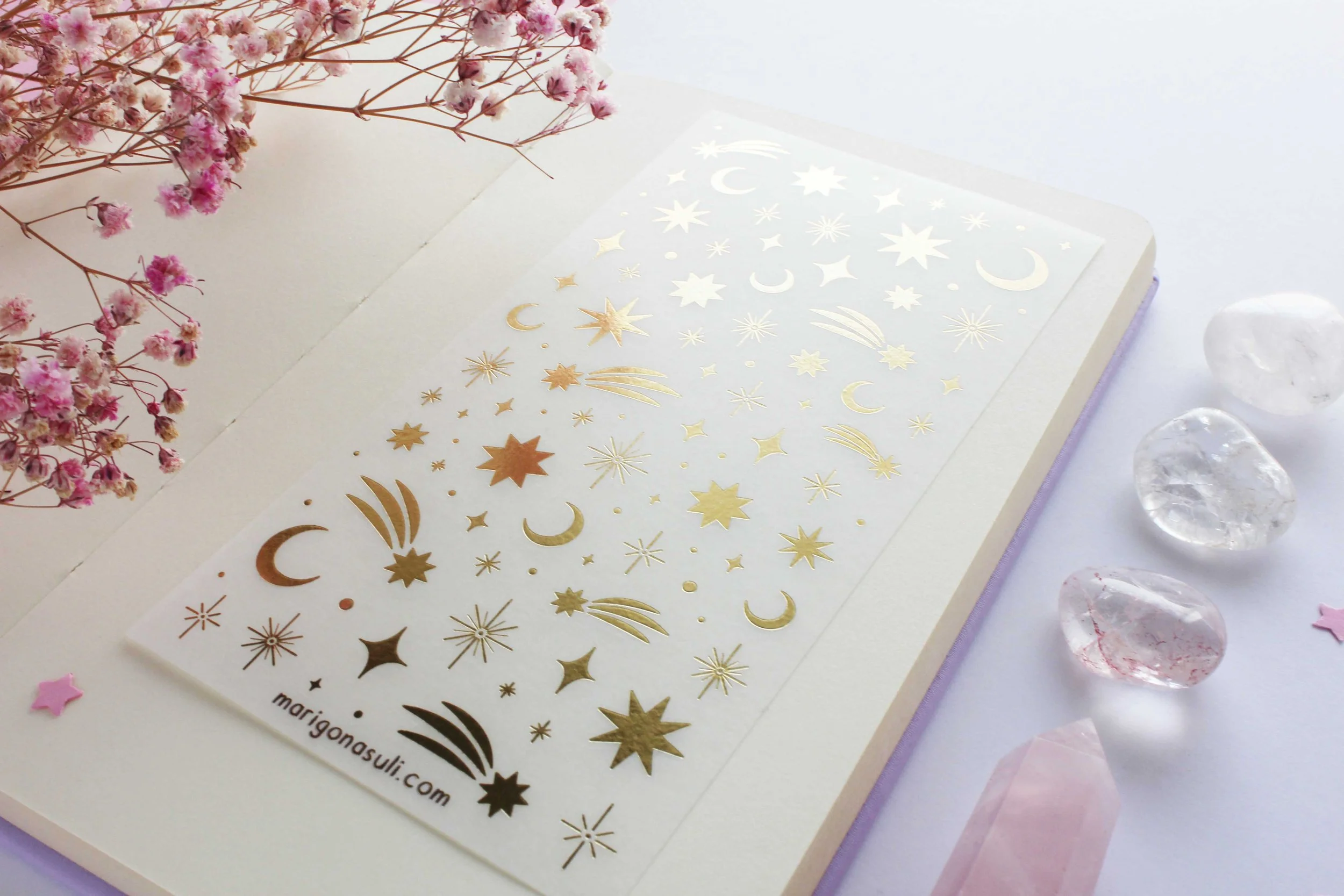 Gold Stars Foil 3 Vinyl Sticker Sheet , Bullet Journal, Bujo, Planner, Sticker, Stationery, Scrapbook, Paper, Sticker Shop, Gift, Cats, Witchy, magcial, marigona suli, sticker shop, handmade, cute, witchy, magical.jpg