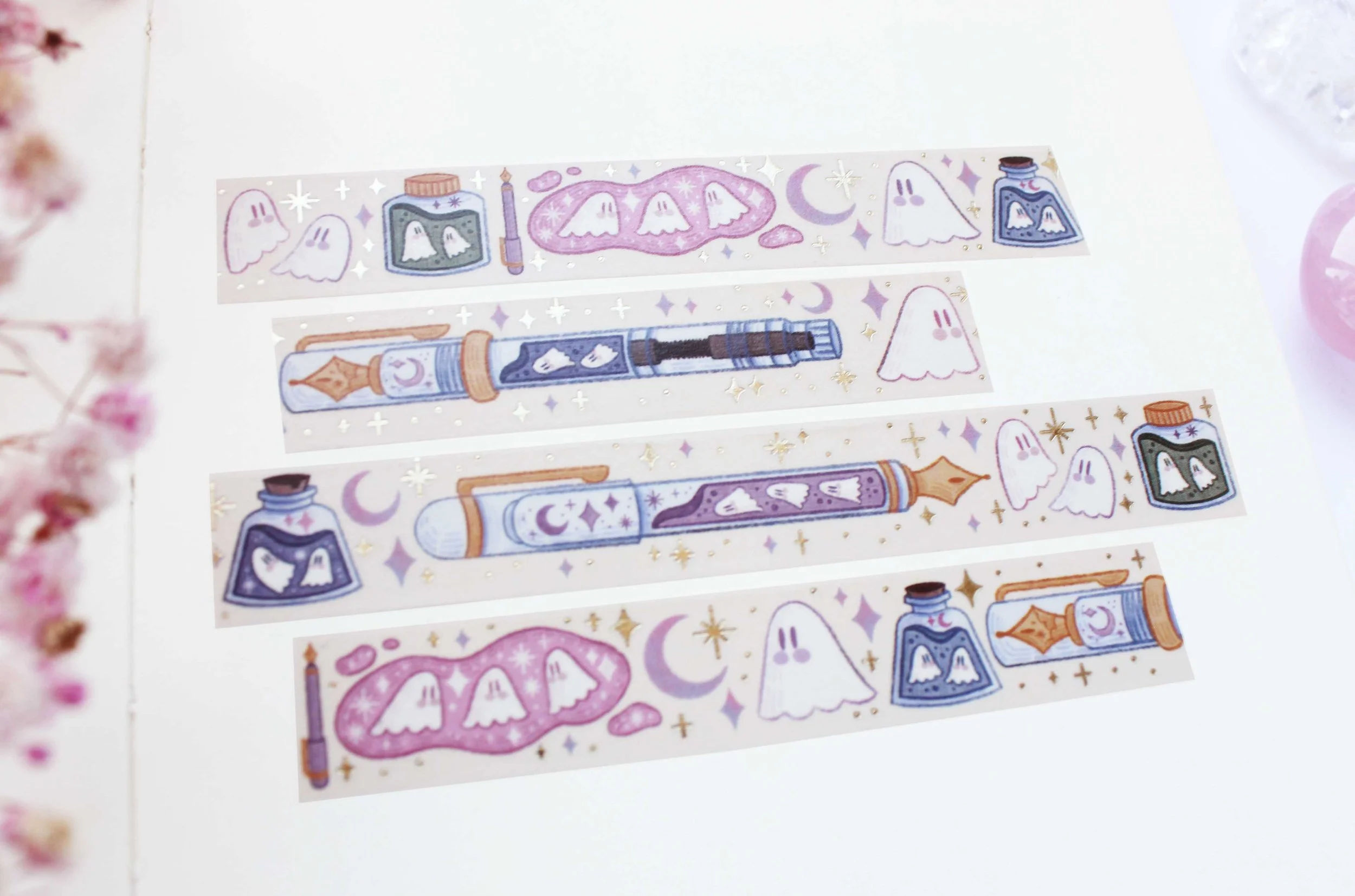 Ink Ghosts 2 Washi Tape, Journaling, Planner, Planning, Scrap Book, Stationery Lover, Art, Illustration, Marigona Suli, Magical, Spooky, Witchy, Witches, Sticker, Sticker Sheets copy.jpg