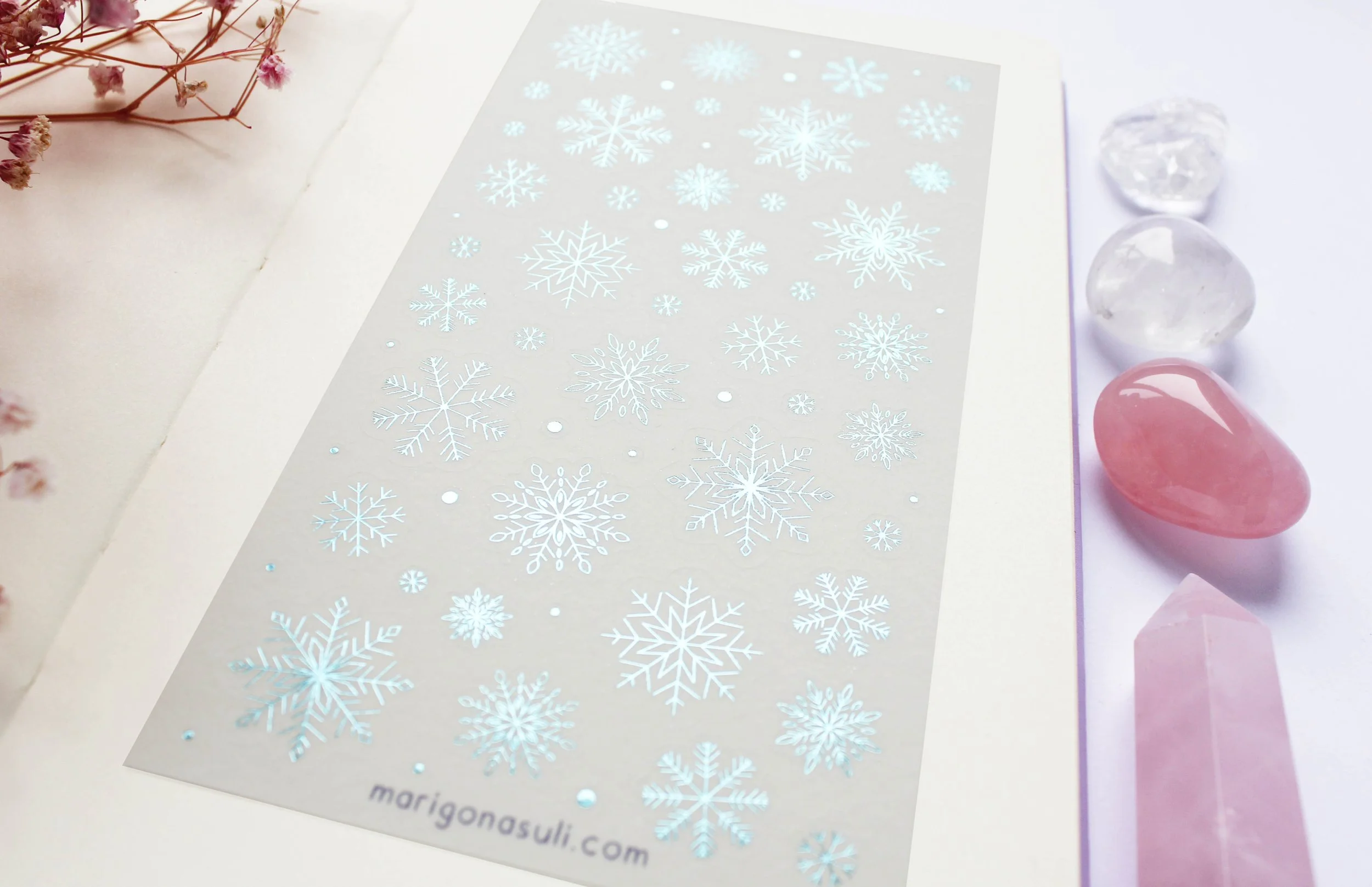 Snowflakes Blue Foil Washi Paper Sticker Sheet