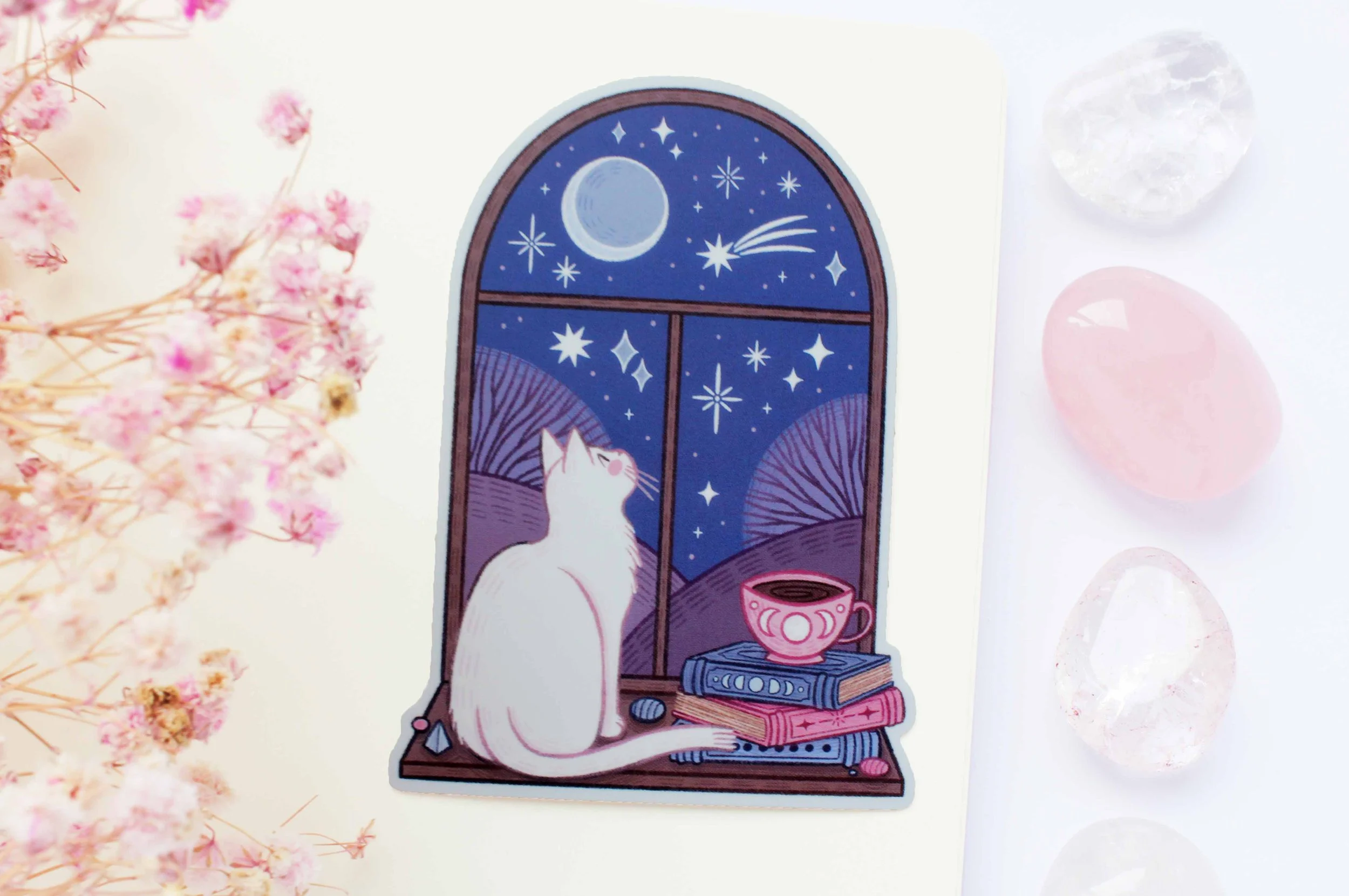 Starry Night Cat Single Sticker, Sticker Sheet, Bullet Journal, Planner, Bujo, Scrapbook, Sticker, Stationery, Paper, Washi, Witchy, Halloween, MArigona Suli Magical, Witch, Magic copy.jpg