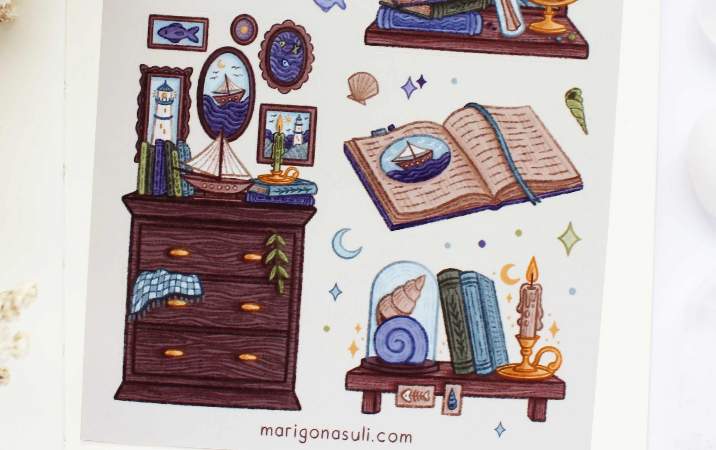 Sea Treasures 3 Sticker Sheet, Journaling, Planner, Planning, Scrap Book, Stationery Lover, Art, Illustration, Marigona Suli, Magical, Spooky, Witchy, Witches, Sticker, Sticker Sheets.jpg