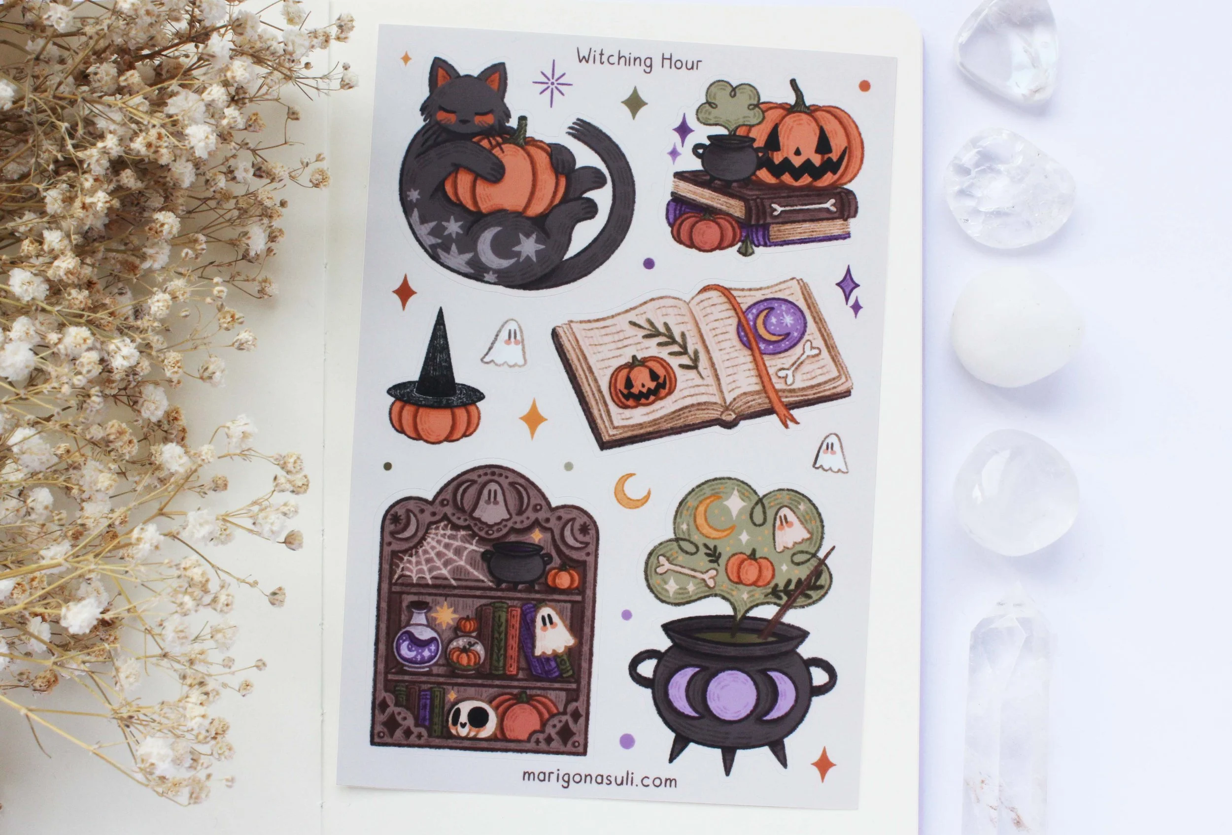 Witching Hour Sticker Sheet, Witchy, Autumn, Journal, Planner, Journaling, Stickers, Halloween, Marigona Suli, Illustration, Artists, Magical, Witch copy.jpg