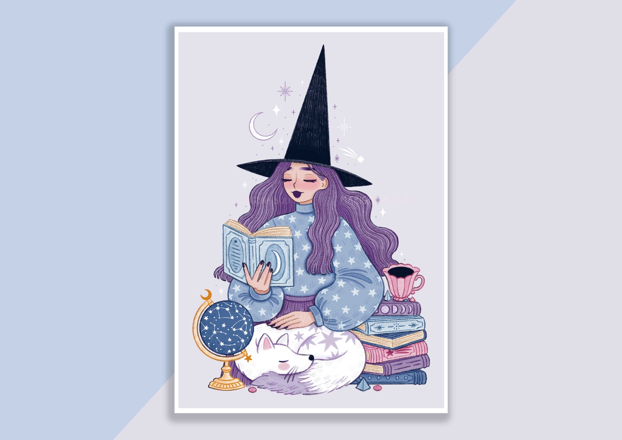 Celestial Witch And Fox Print