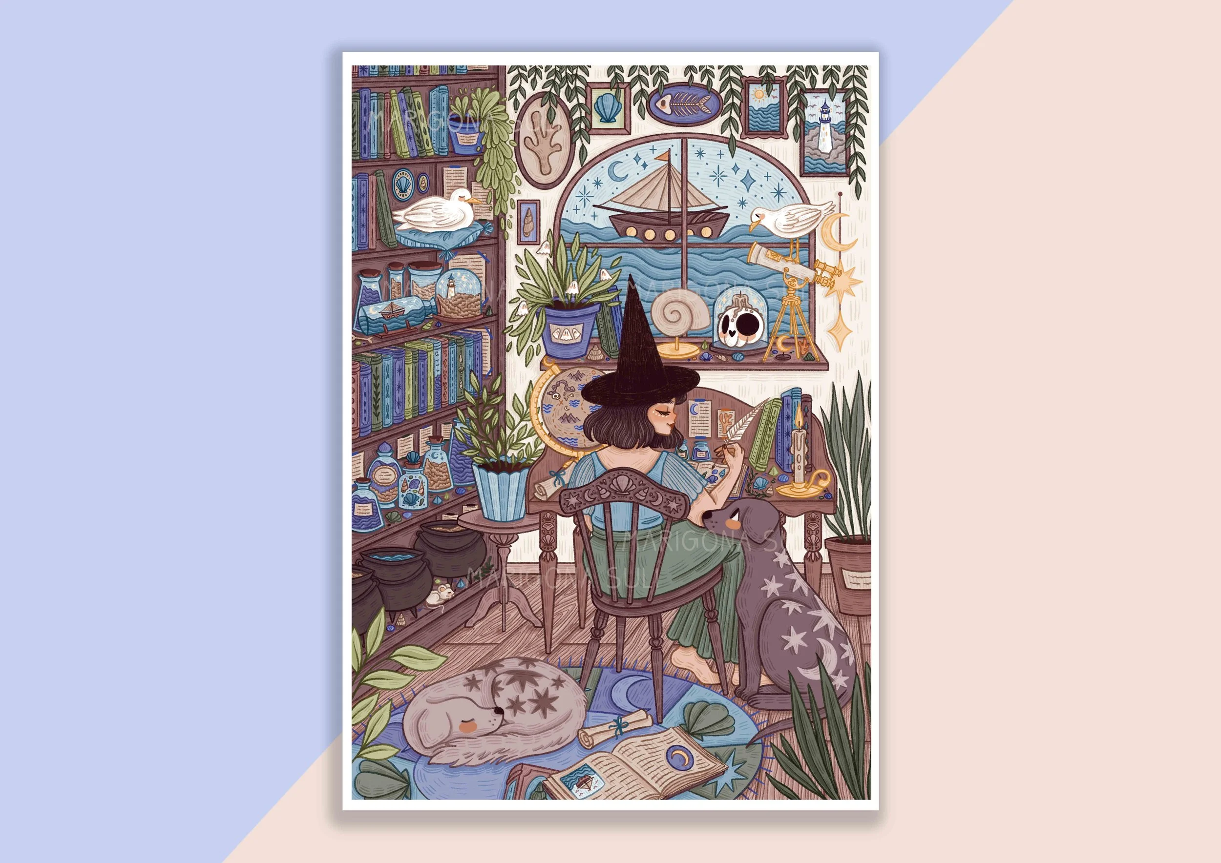 Sea Witch At Her Desk Print A4 .jpg