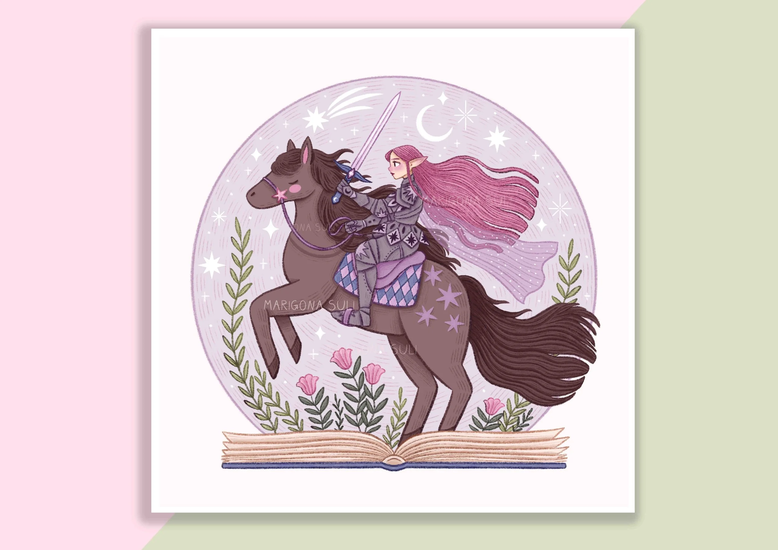 Knight On Her Horse Print
