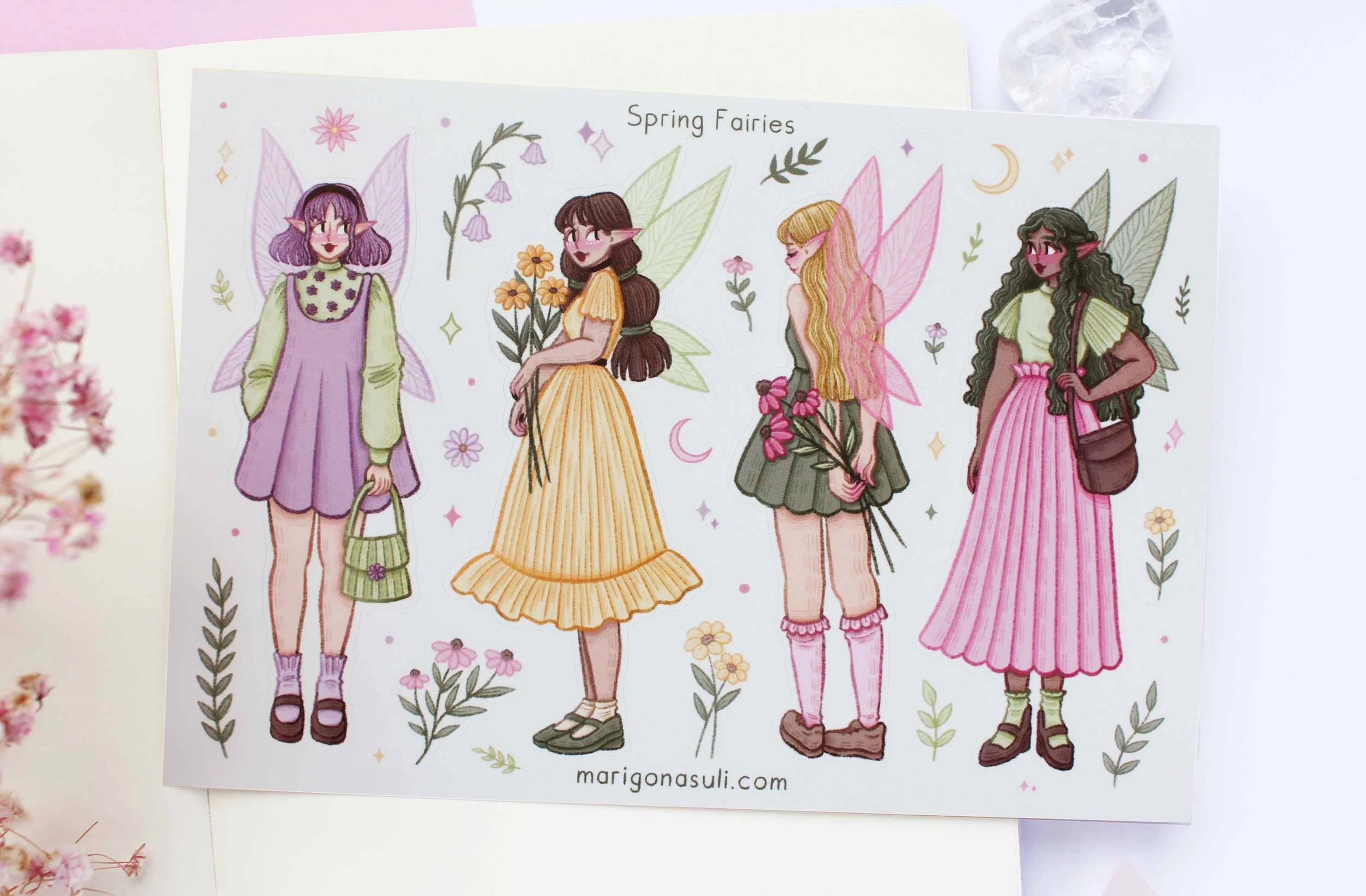 Spring Fairies Sticker Sheet, Bullet Journal, Planner, Bujo, Scrapbook, Sticker, Stationery, Paper, Washi, Witchy, Halloween, MArigona Suli Magical, Witch, Magic copy.jpg