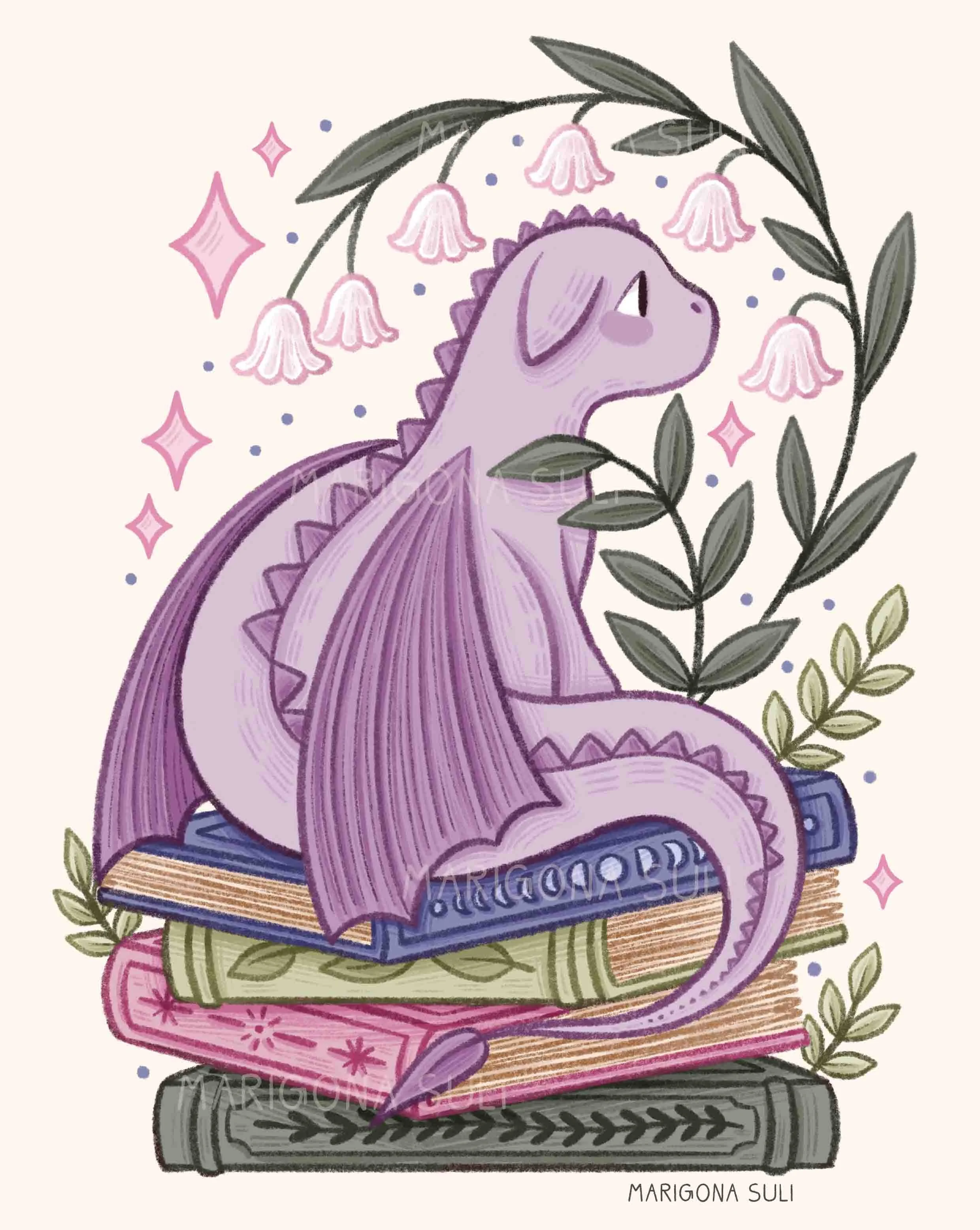 Purple Dragon, Books And Flowers small .jpg
