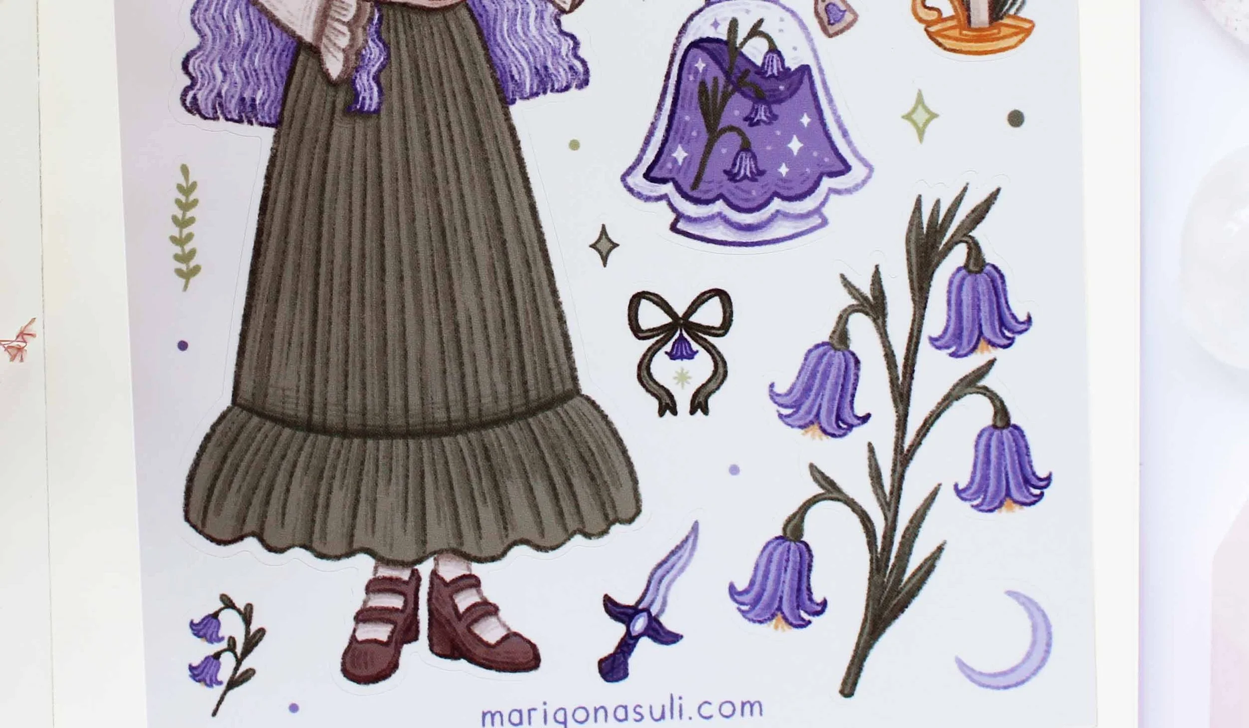 Bluebell Witch 3 Sticker Sheet, Bullet Journal, Planner, Bujo, Scrapbook, Sticker, Stationery, Paper, Washi, Witchy, Halloween, MArigona Suli Magical, Witch, Magic.jpg