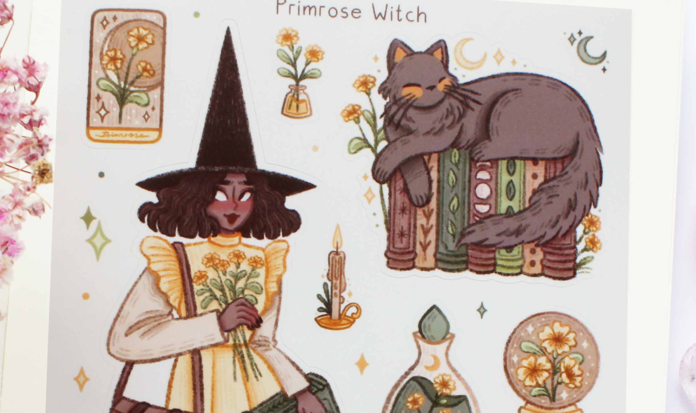 Primrose Witch 2 Sticker Sheet, Bullet Journal, Planner, Bujo, Scrapbook, Sticker, Stationery, Paper, Washi, Witchy, Halloween, MArigona Suli Magical, Witch, Magic.jpg
