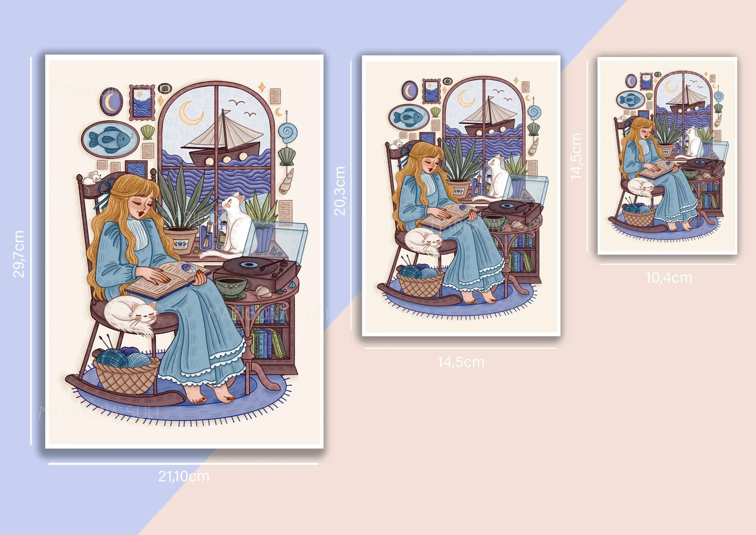 Reading By The Sea Prints Different Sizes .jpg