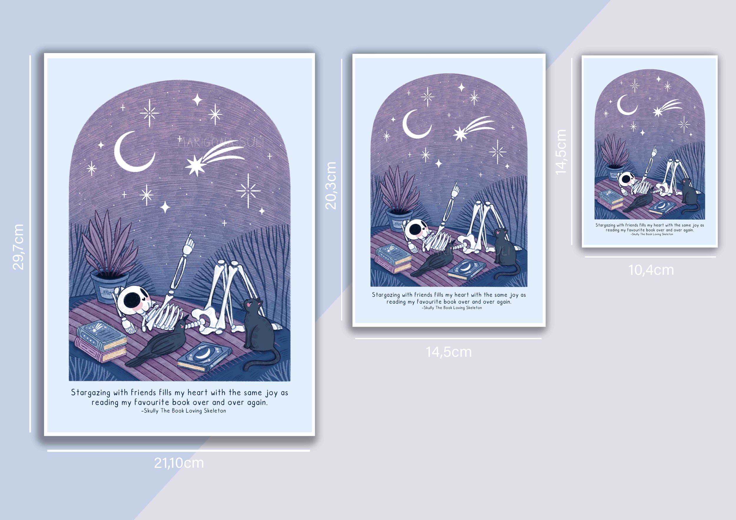Skully And Friends Stargazing Print A4 Different.jpg