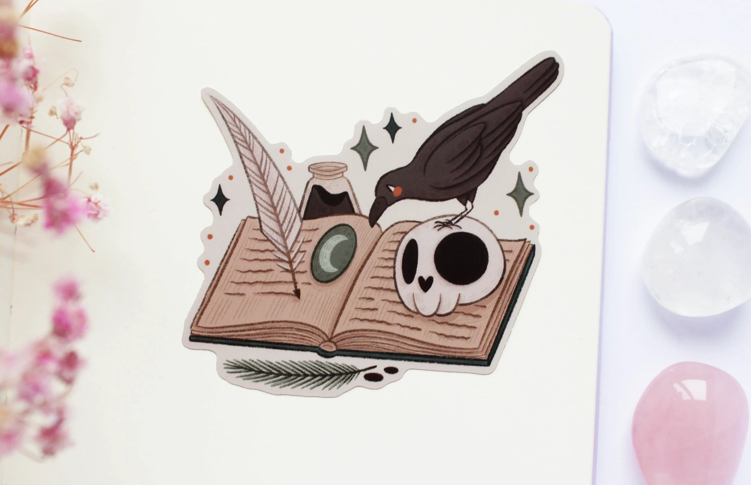 Writing At Night Sticker Stickers Stationery Wasi Tape Journal Journaling Planner Planning Junk Journal Bullet Journal Spooky Witchy Magical Cute Witch Cat Marigona Suli Illustration Art copy.jpg