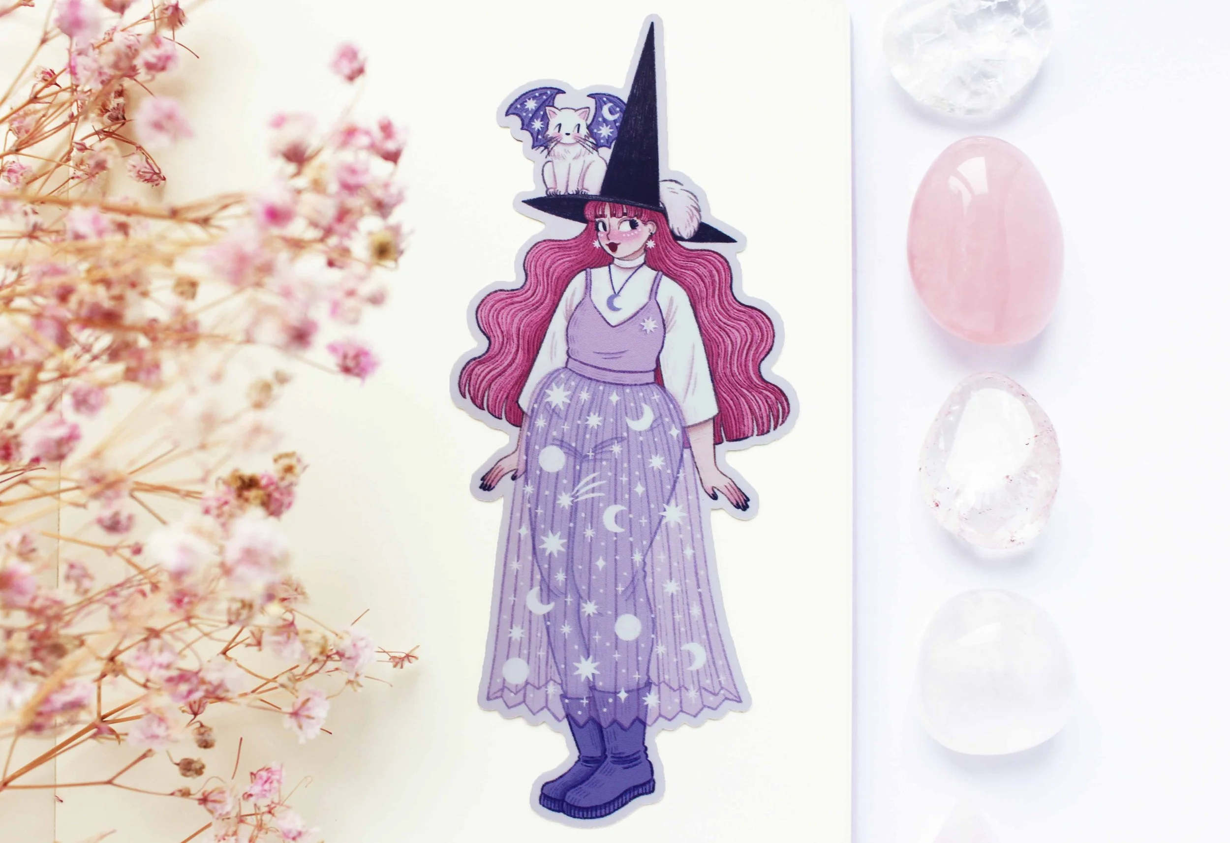 Moon Witch Single Sticker, Sticker Sheet, Bullet Journal, Planner, Bujo, Scrapbook, Sticker, Stationery, Paper, Washi, Witchy, Halloween, MArigona Suli Magical, Witch, Magic copy.jpg