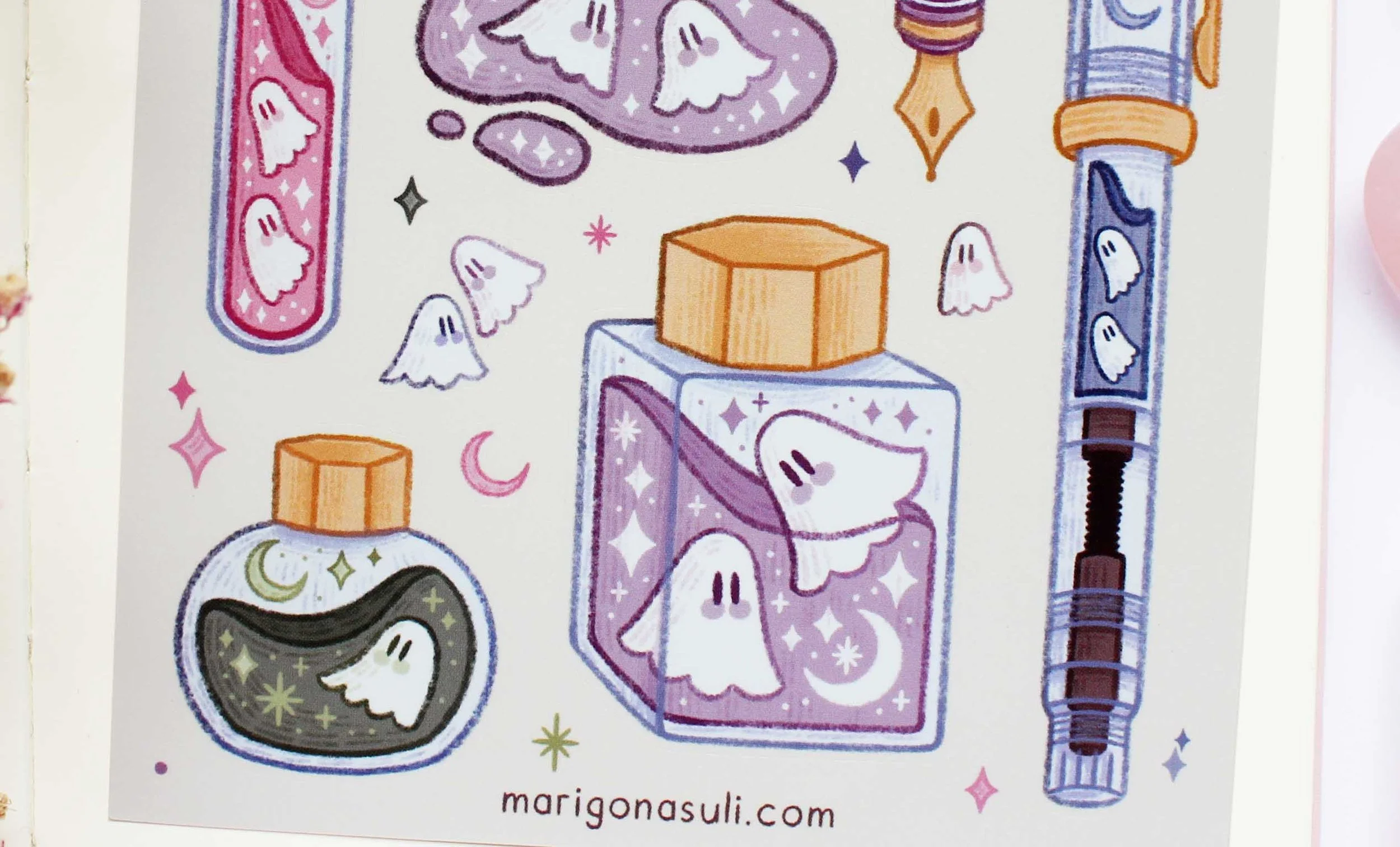 Ink Ghosts 3 Sticker Sheet, Journaling, Planner, Planning, Scrap Book, Stationery Lover, Art, Illustration, Marigona Suli, Magical, Spooky, Witchy, Witches, Sticker, Sticker Sheets.jpg