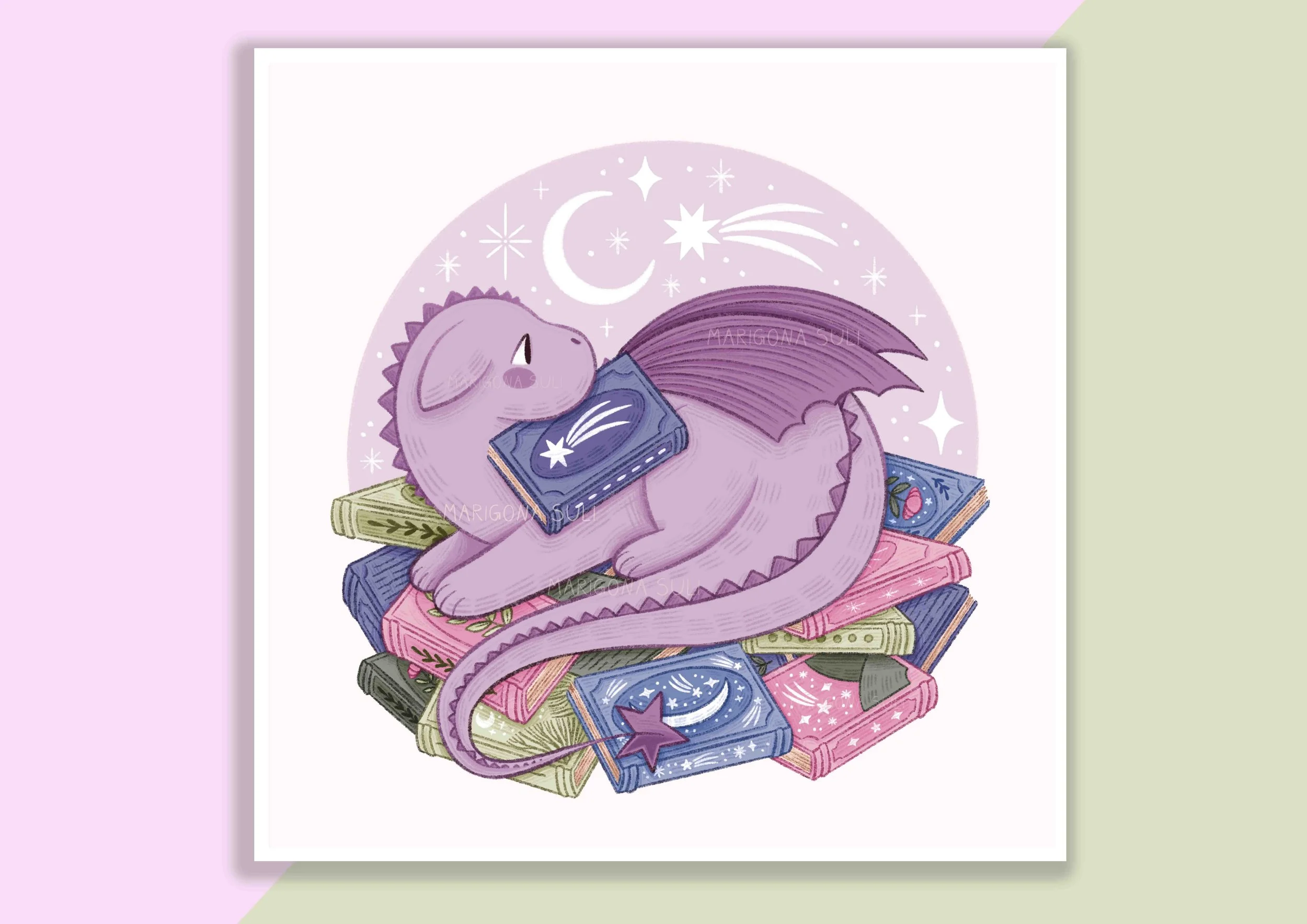 Dragon And Her Book Hoard Print