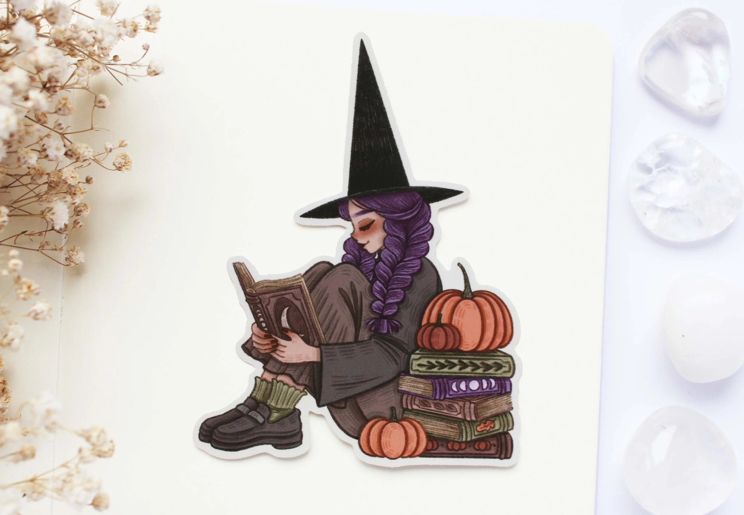 Witchy Autumn Reading Sticker , Witchy, Autumn, Journal, Planner, Journaling, Stickers, Halloween, Marigona Suli, Illustration, Artists, Magical, Witch copy.jpg