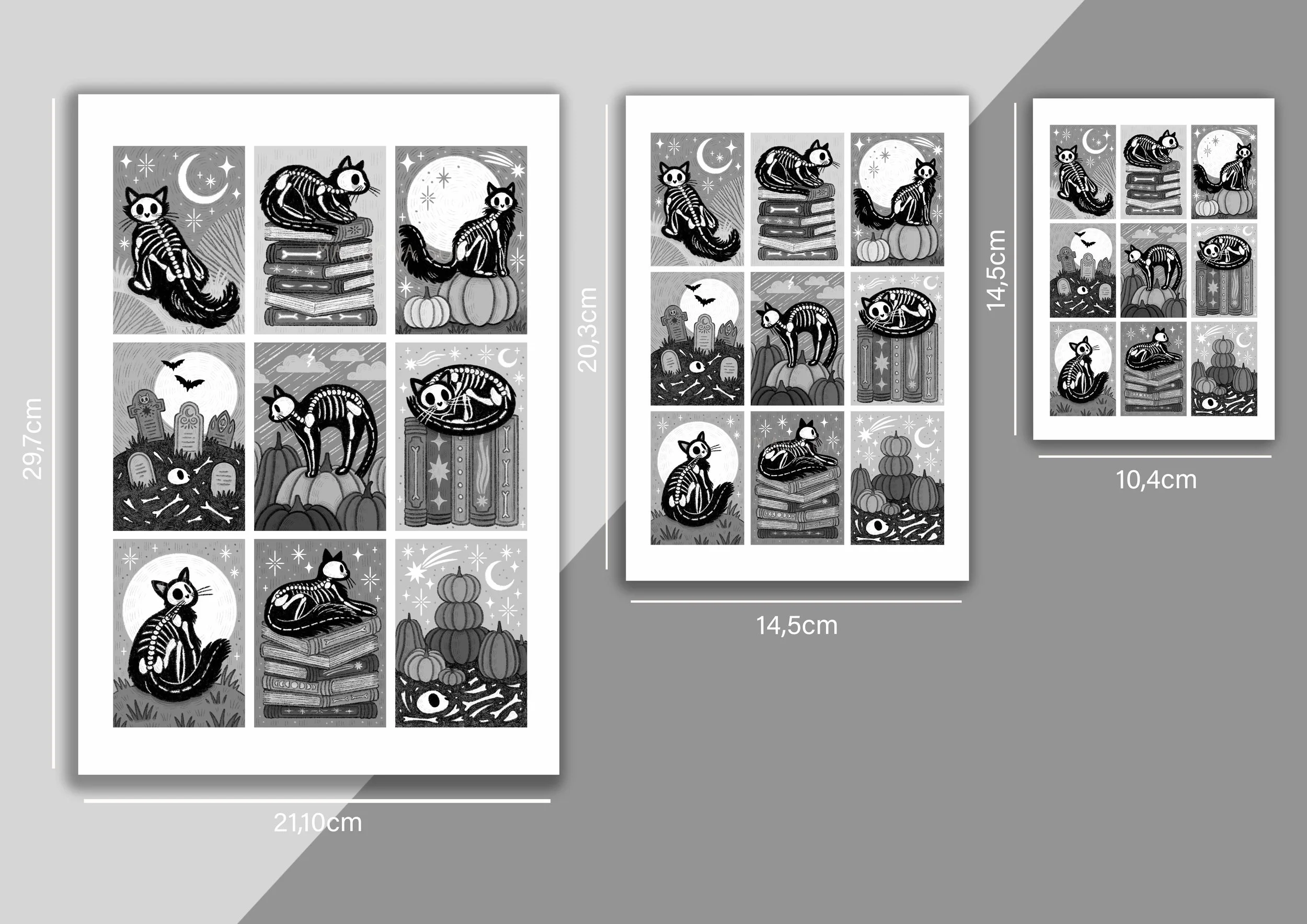 Skeleton Cats Prints Different Sizes Mock Up .jpg