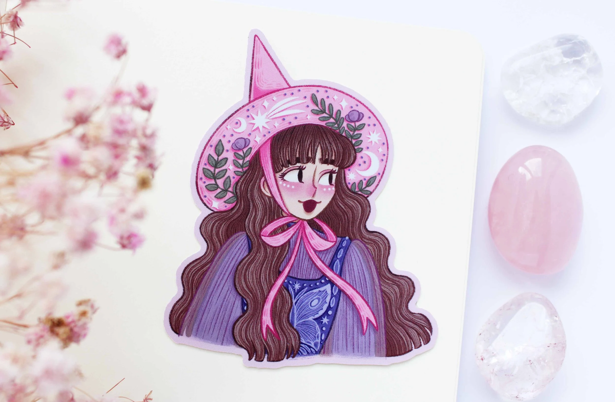 Witch With Pink Hat Single Sticker, Sticker Sheet, Bullet Journal, Planner, Bujo, Scrapbook, Sticker, Stationery, Paper, Washi, Witchy, Halloween, MArigona Suli Magical, Witch, Magic copy.jpg