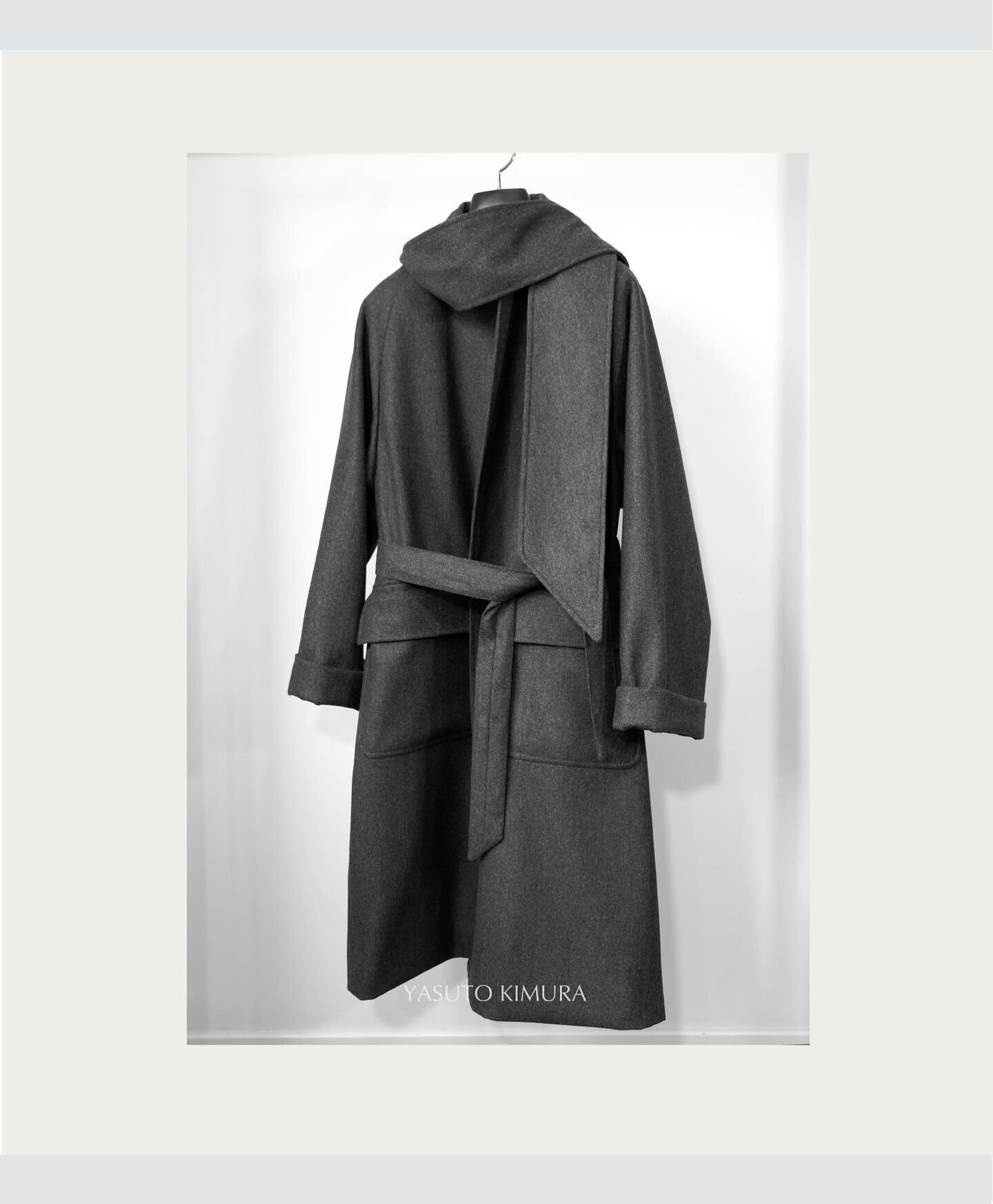 Balmacaan coat with scarf #yasutokimura #balmacaancoat #overcoat #madetoorder #unisexvlothing #tailormade