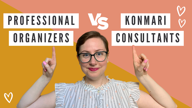 Kati Carrapa pointing toward the words professional organizer and KonMari consultant