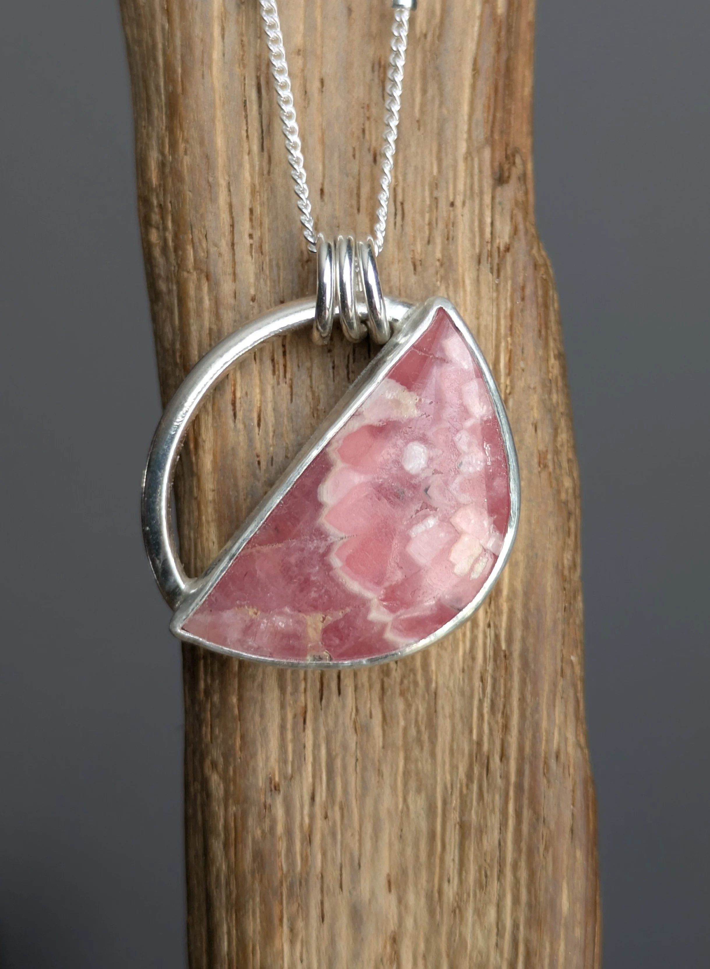 rhodochrosite pink gemstone sterling silver