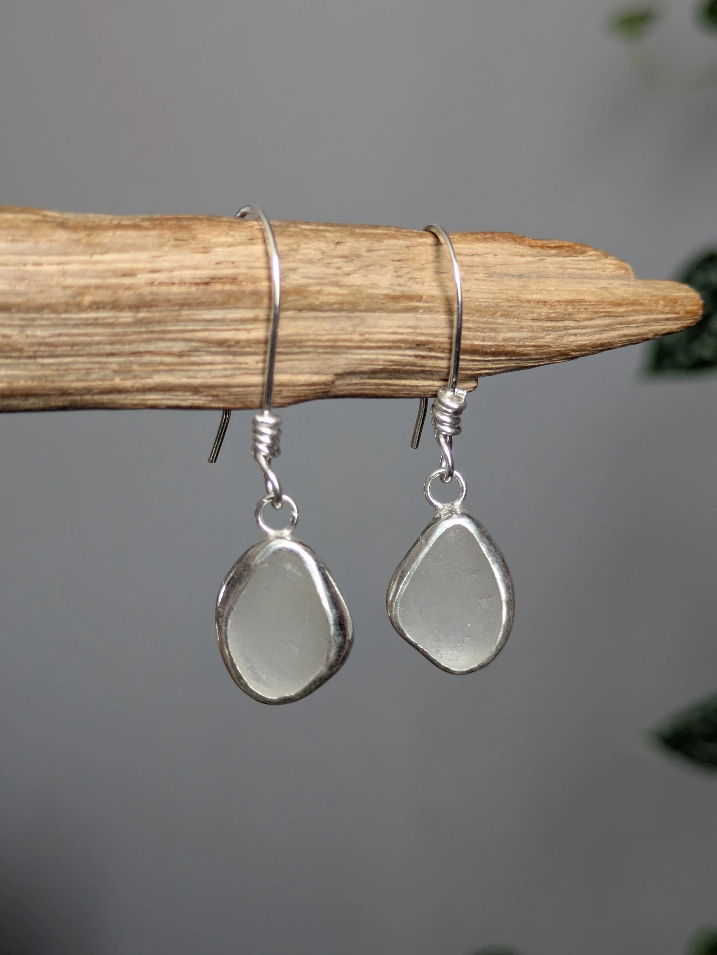 White Seaglass Earrings